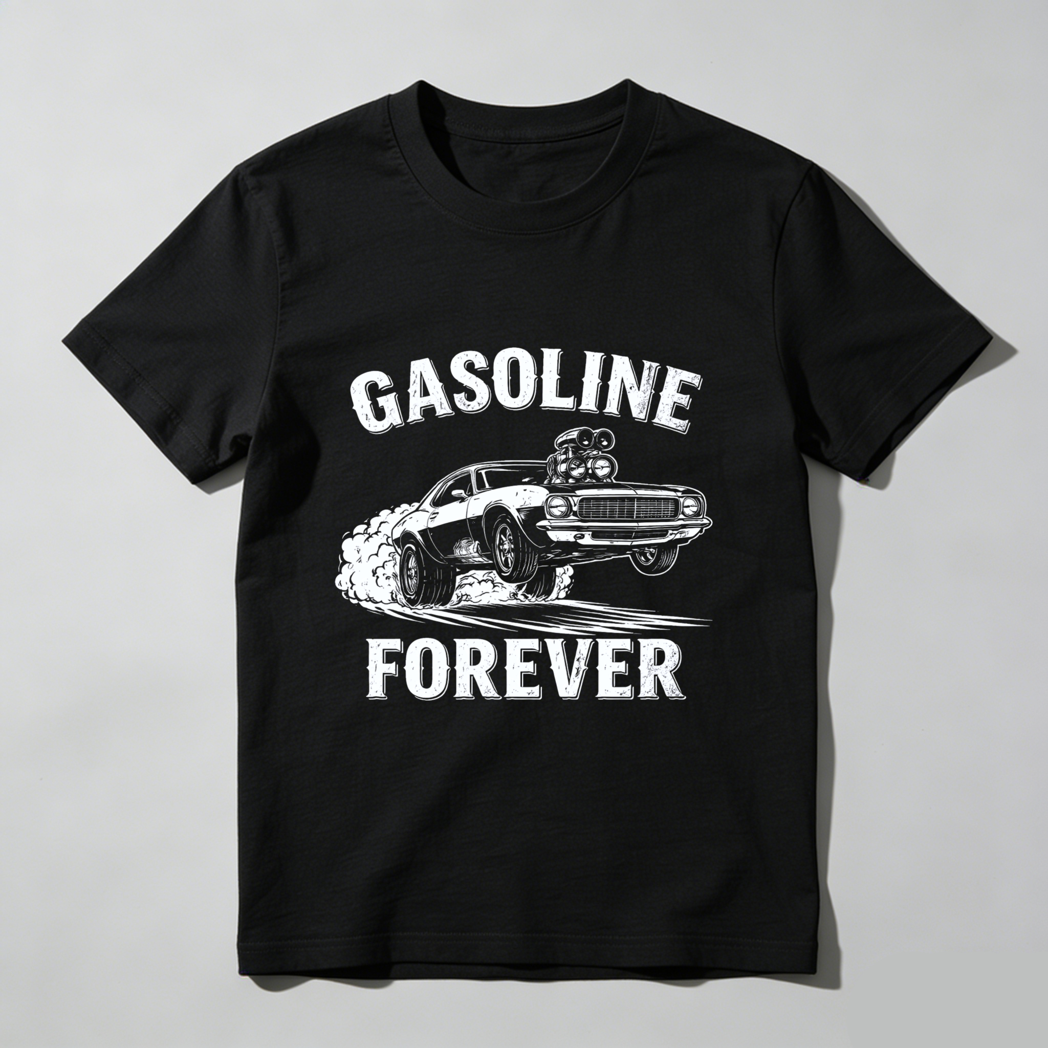 Gasoline Forever Classic Muscle Car T-Shirt For Men And Women Automotive Enthusiast Gift Black Cotton Shirt