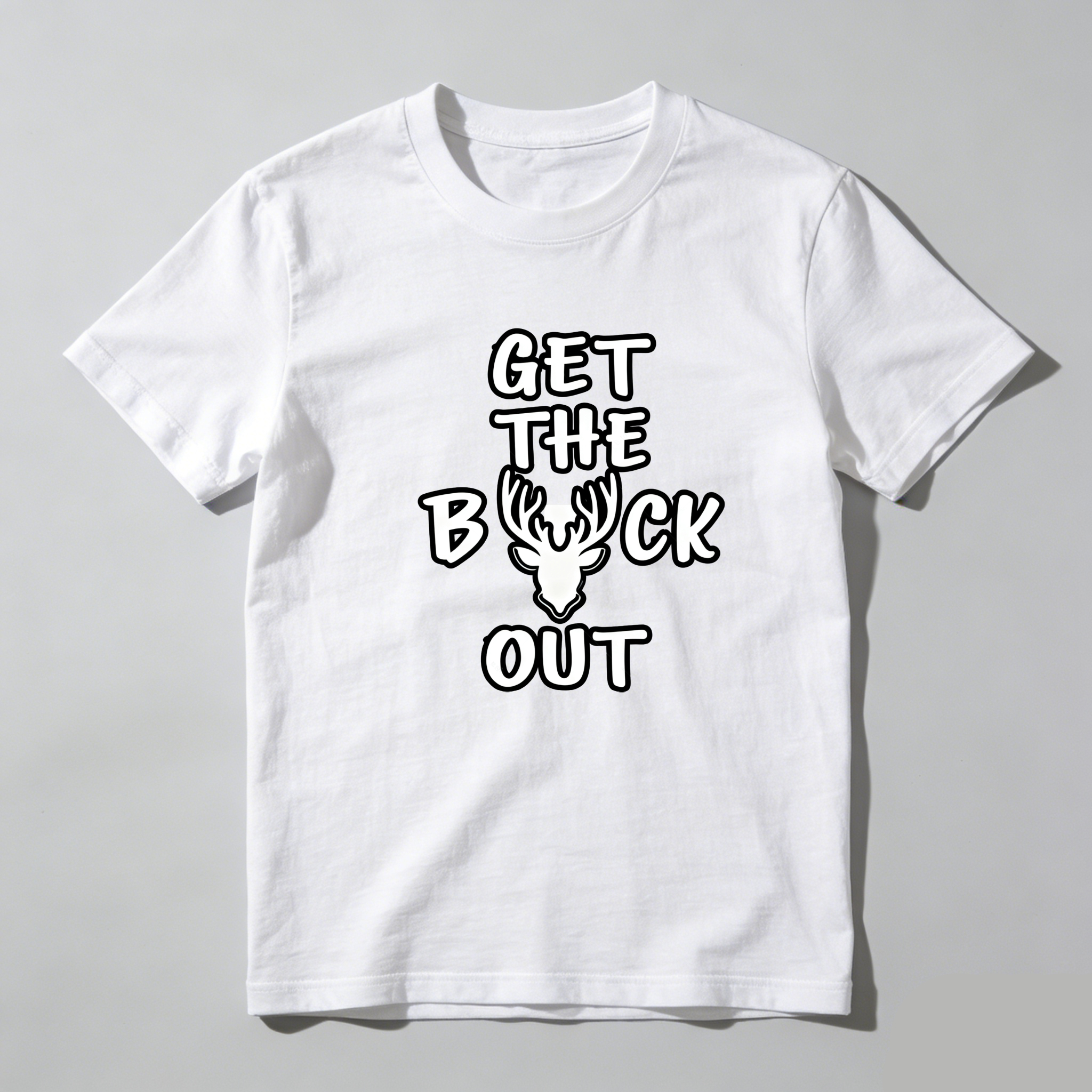 TEECURENT Get The Buck Out Pure Cotton Short Sleeve T Shirt-TeeCurent