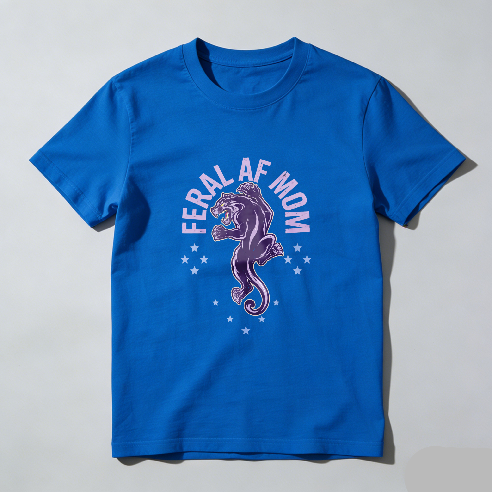 TEECURENT Feral Af Mom Panther Graphic T Shirt For Women And Men Black Purple Design Mother's Day Gift Idea WOMEN