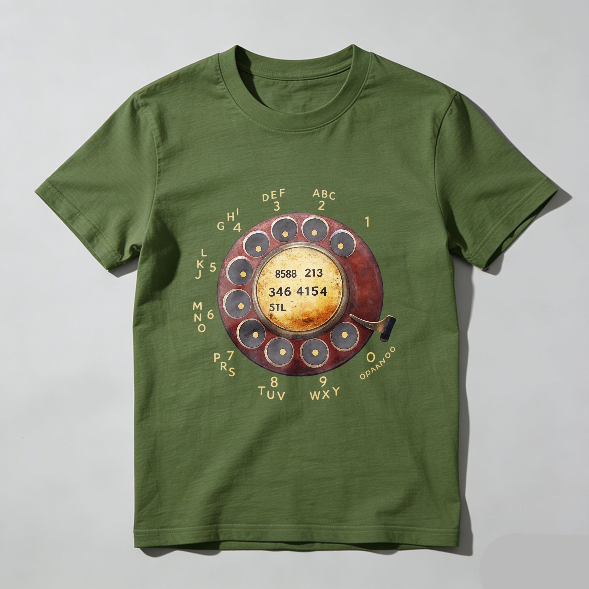 Vintage Rotary Dial Phone T-Shirt Made In Usa Retro Telephone Design Black Cotton Shirt For Men And Women Classic Communication Theme Gift Idea