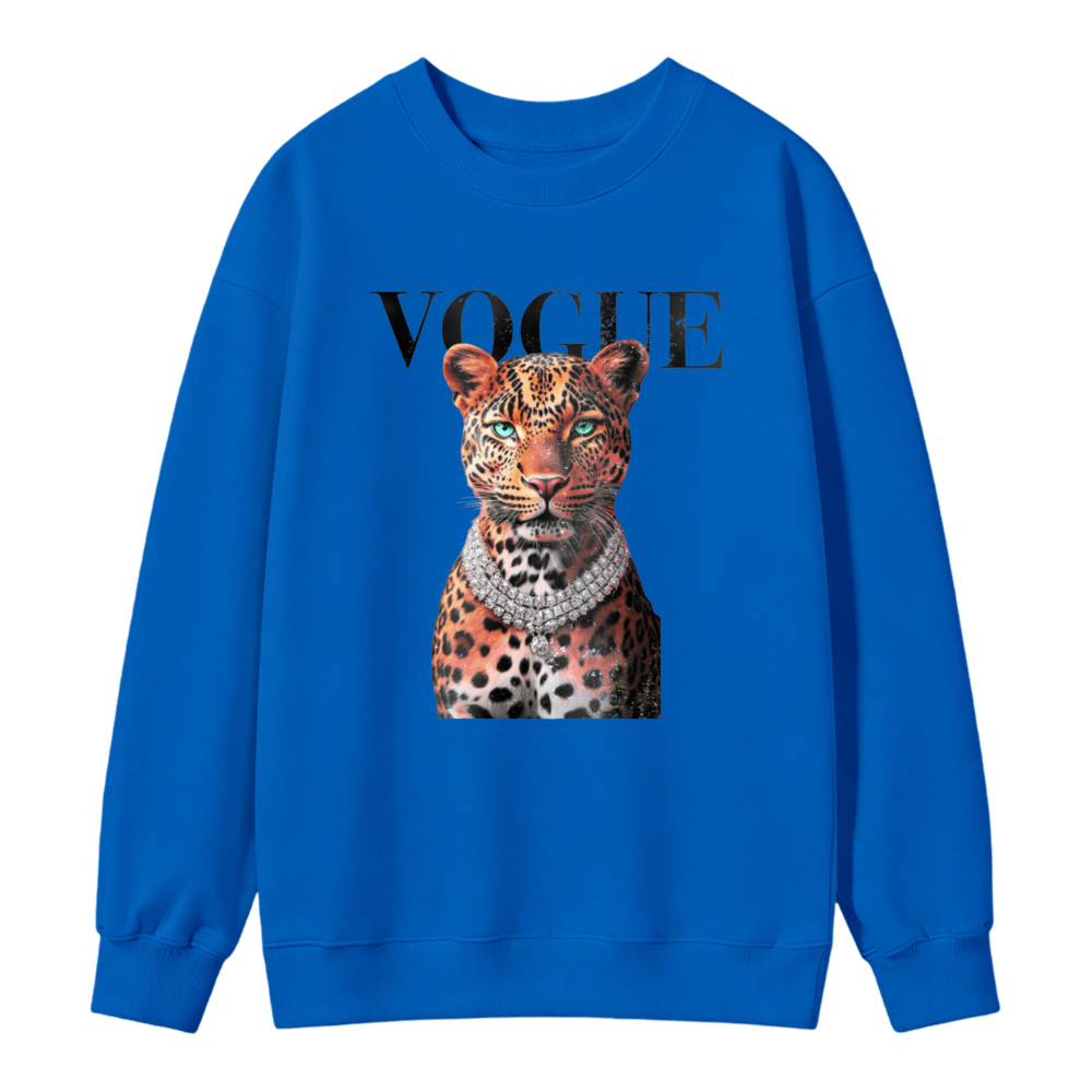 Leopard With Diamond Necklace Graphic Sweatshirt