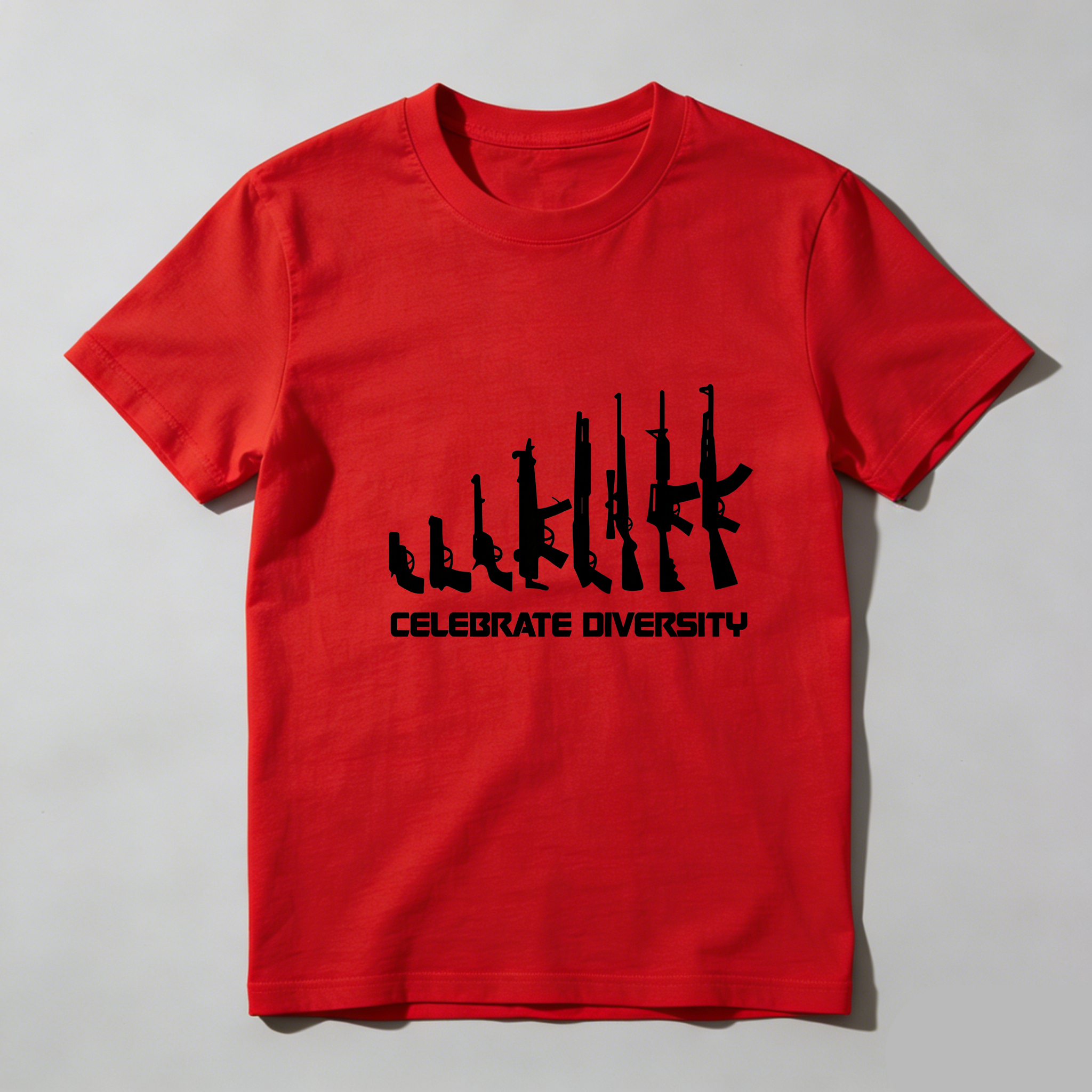 TEECURENT Celebrate Diversity Gun Silhouettes Pure Cotton Short Sleeve T Shirt-TeeCurent