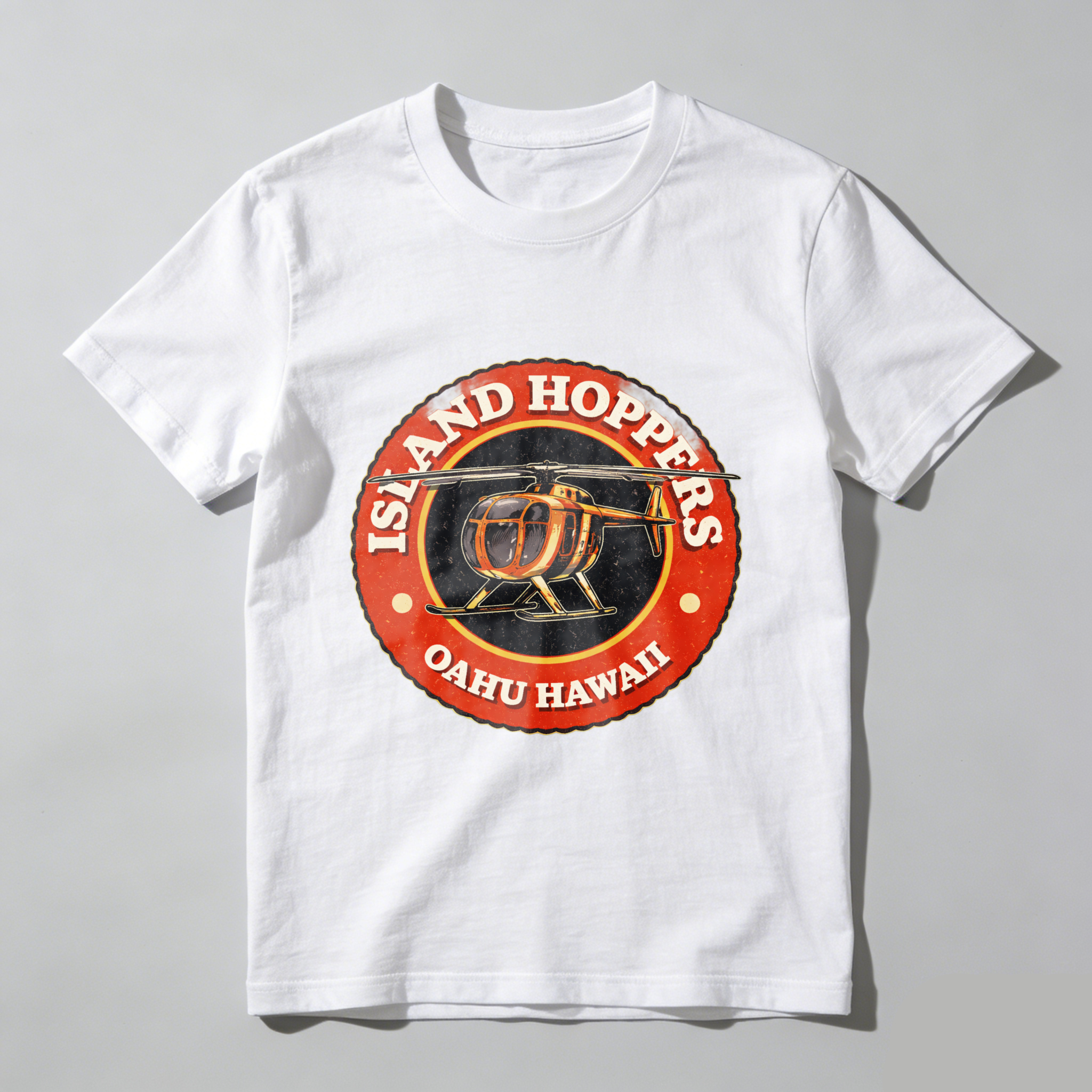 Island Hoppers Oahu Hawaii Helicopter Tour T Shirt Black Men Women Unisex Casual Wear Gift For Travelers And Adventure Lovers