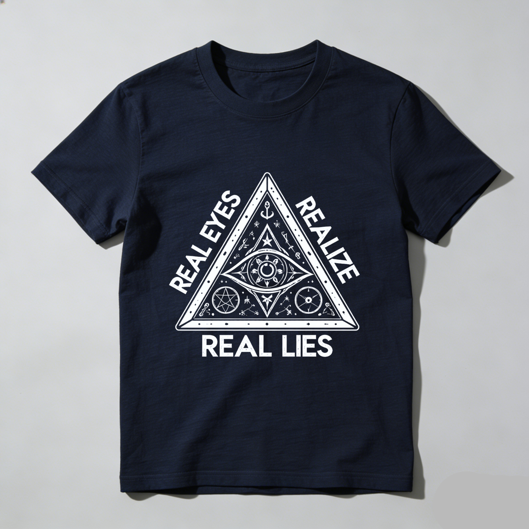 TEECURENT  Real Eyes Realize Real Lies Pyramid Eye Symbol(7) TEECURENT