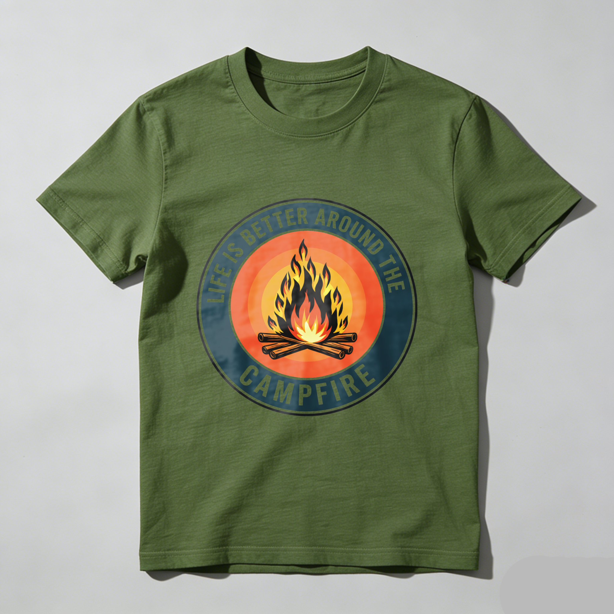 TEECURENT Life Is Better Around The Campfire Outdoor Camping T-Shirt Adventure Nature Flame Design Graphic Tee WOMEN