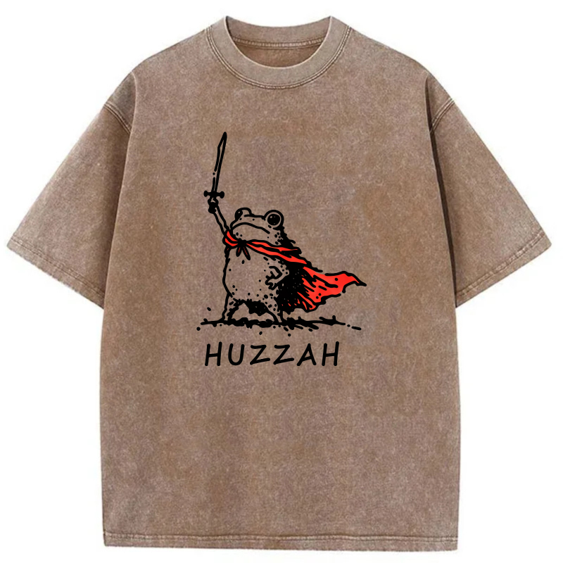 Frog Warrior With Sword And Cape Huzzah tshirt 100% cotton