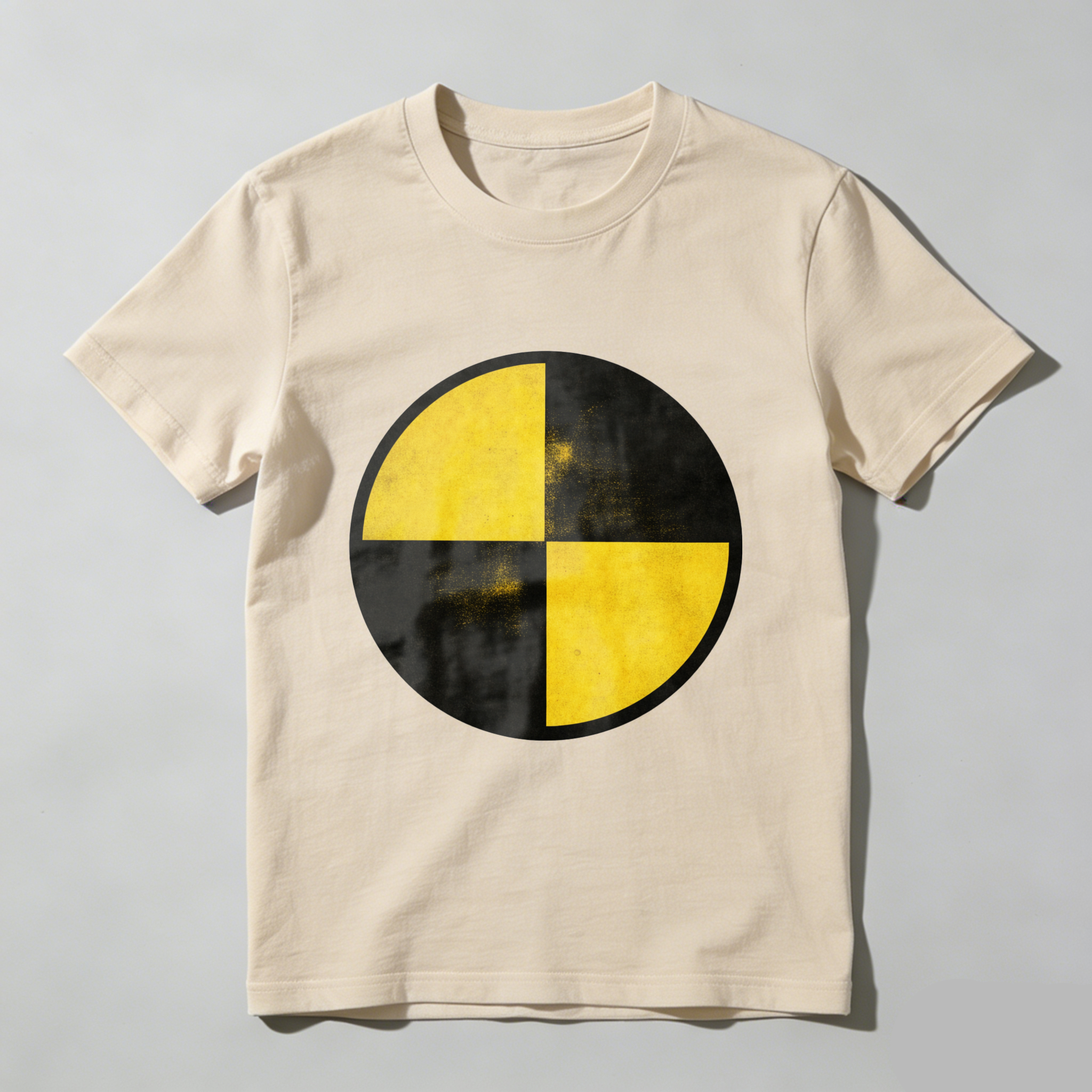 Black T Shirt With Yellow And Black Circle Design Minimalist Graphic Print Casual Wear For Men And Women