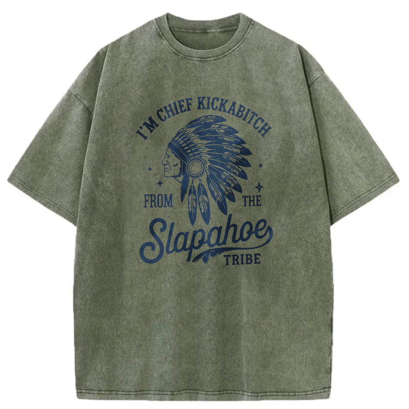 Chief Kickabitch From Slapahoe Tribe Washed Cotton T-Shirt