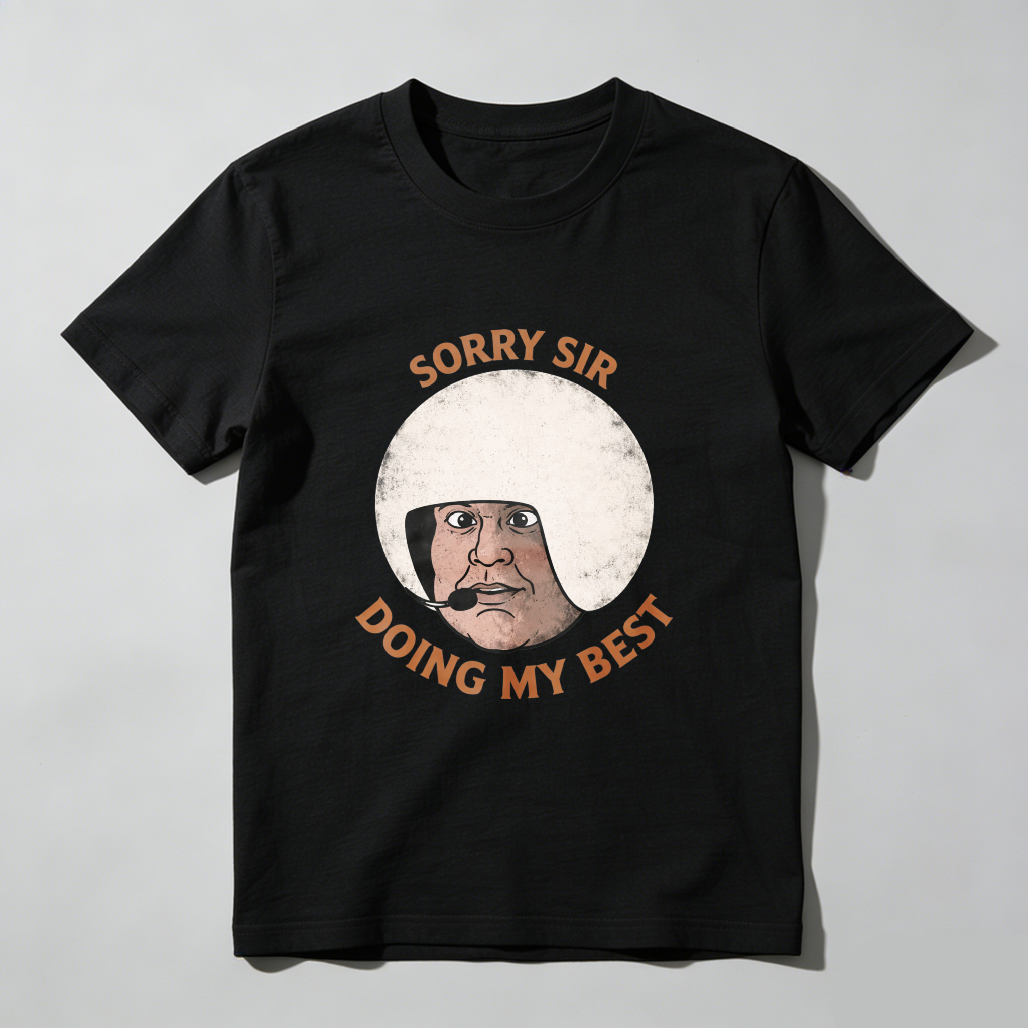 TEECURENT Sorry Sir Doing My Best T-Shirt Funny Humor Shirt With Cartoon Face Design For Men And Women