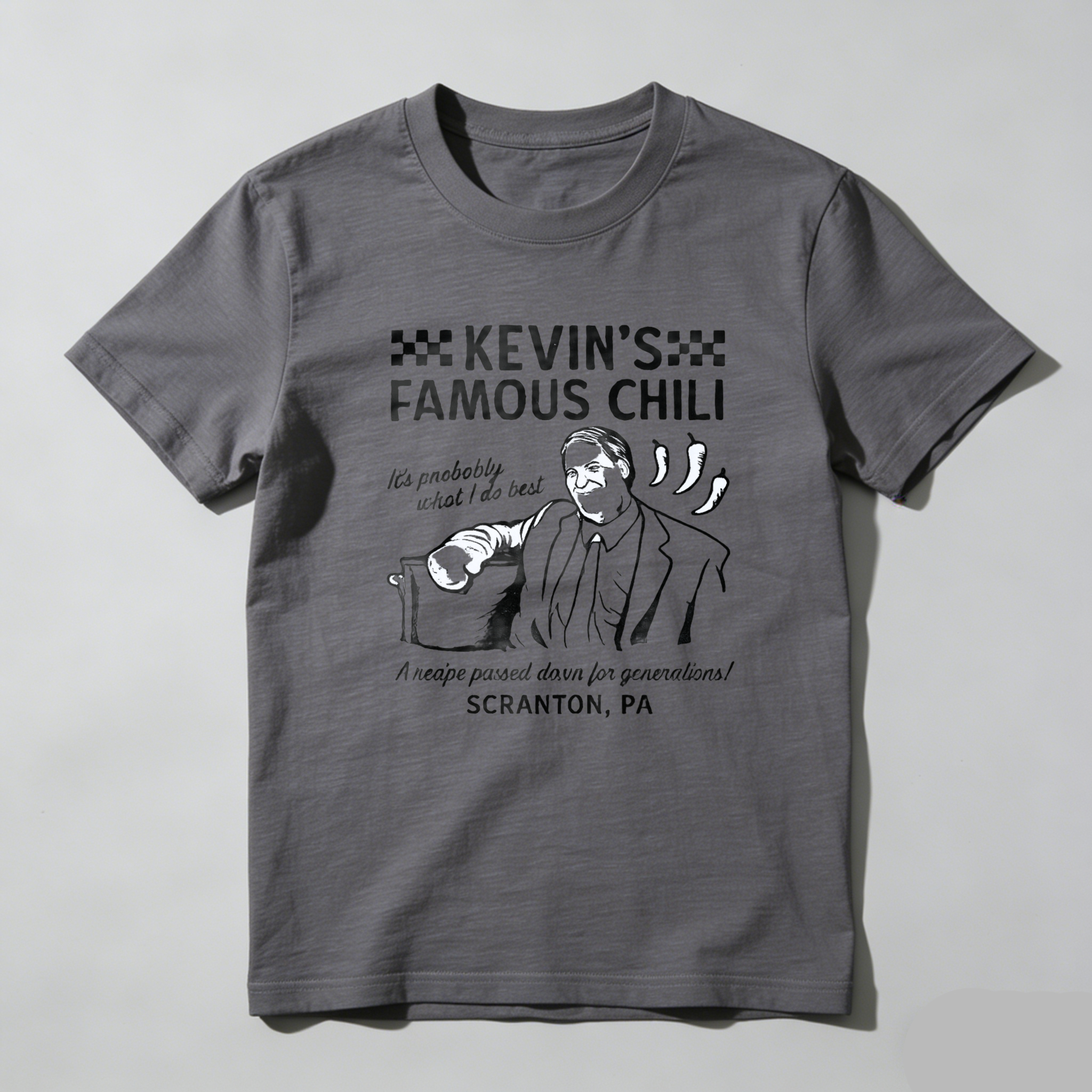 TEECURENT Kevin's Famous Chili Recipe Passed Down For Generations Scranton Pa T Shirt