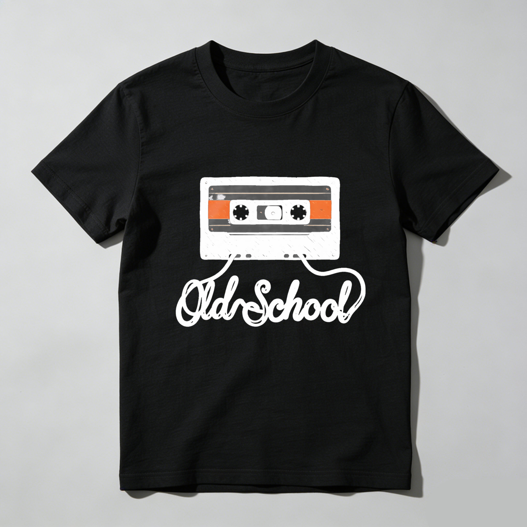 TEECURENTOld School Cassette Tape Retro Music T Shirt Vintage Style Unisex Black Tee-TeeCurent