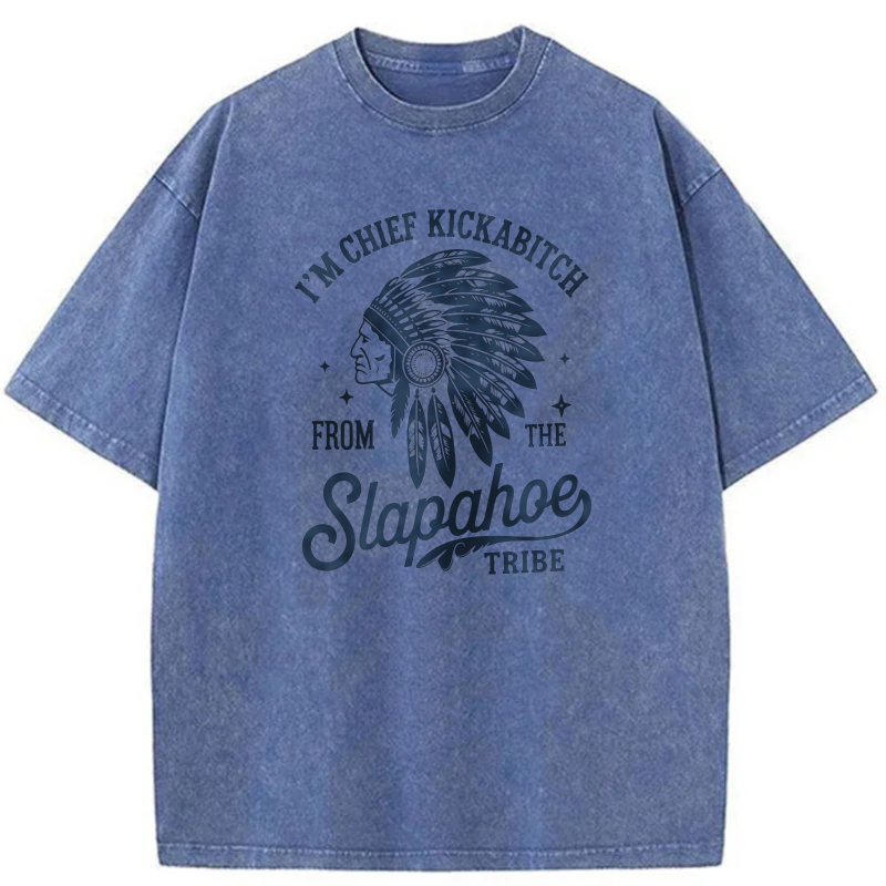 Chief Kickabitch From Slapahoe Tribe Washed Cotton T-Shirt