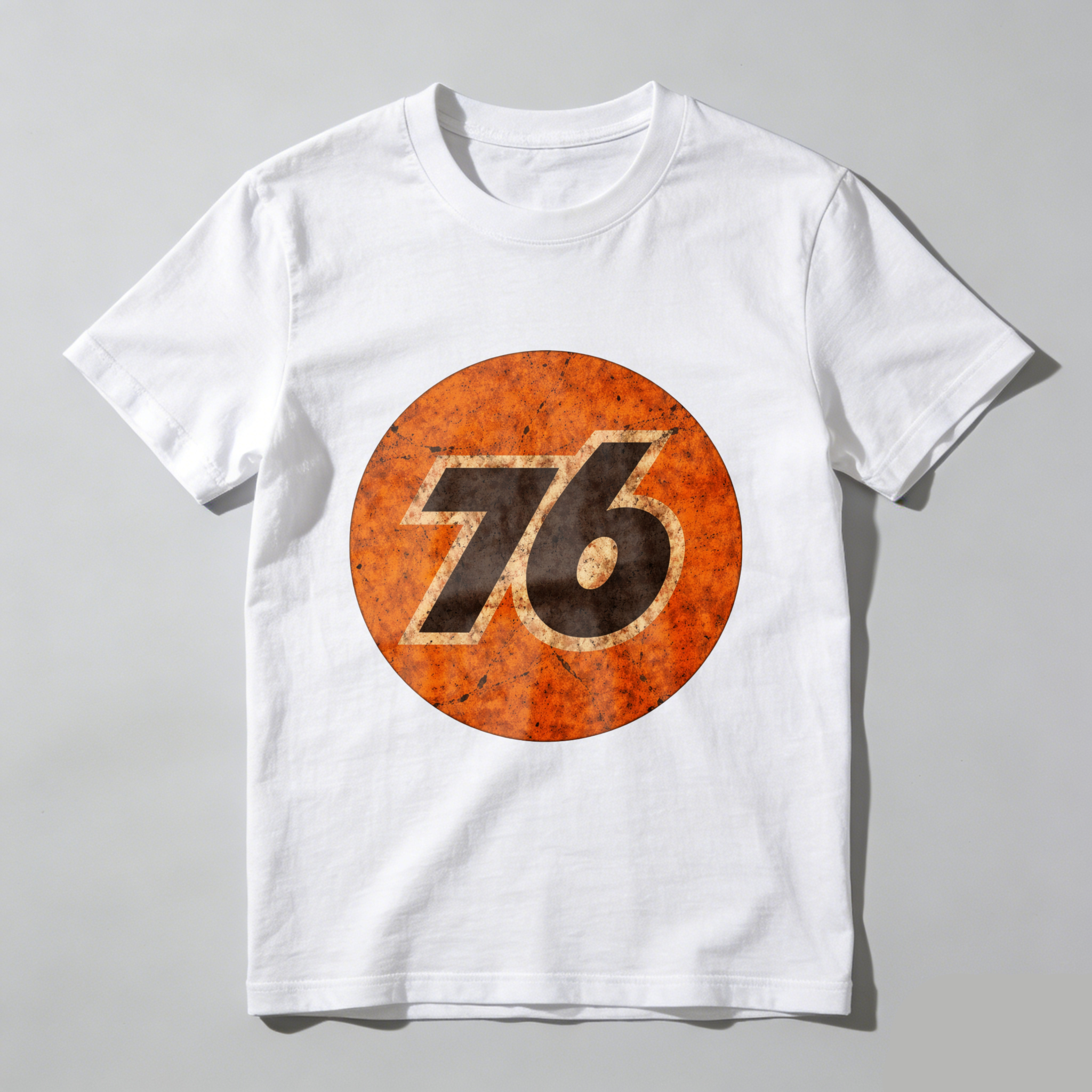 76 Logo Vintage Style Black T Shirt