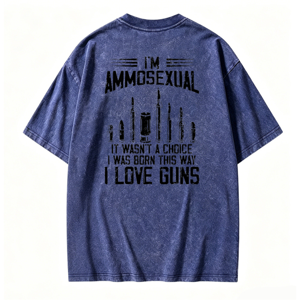 Ammosexual I Love Guns Bullet Graphic Washed T-shirt