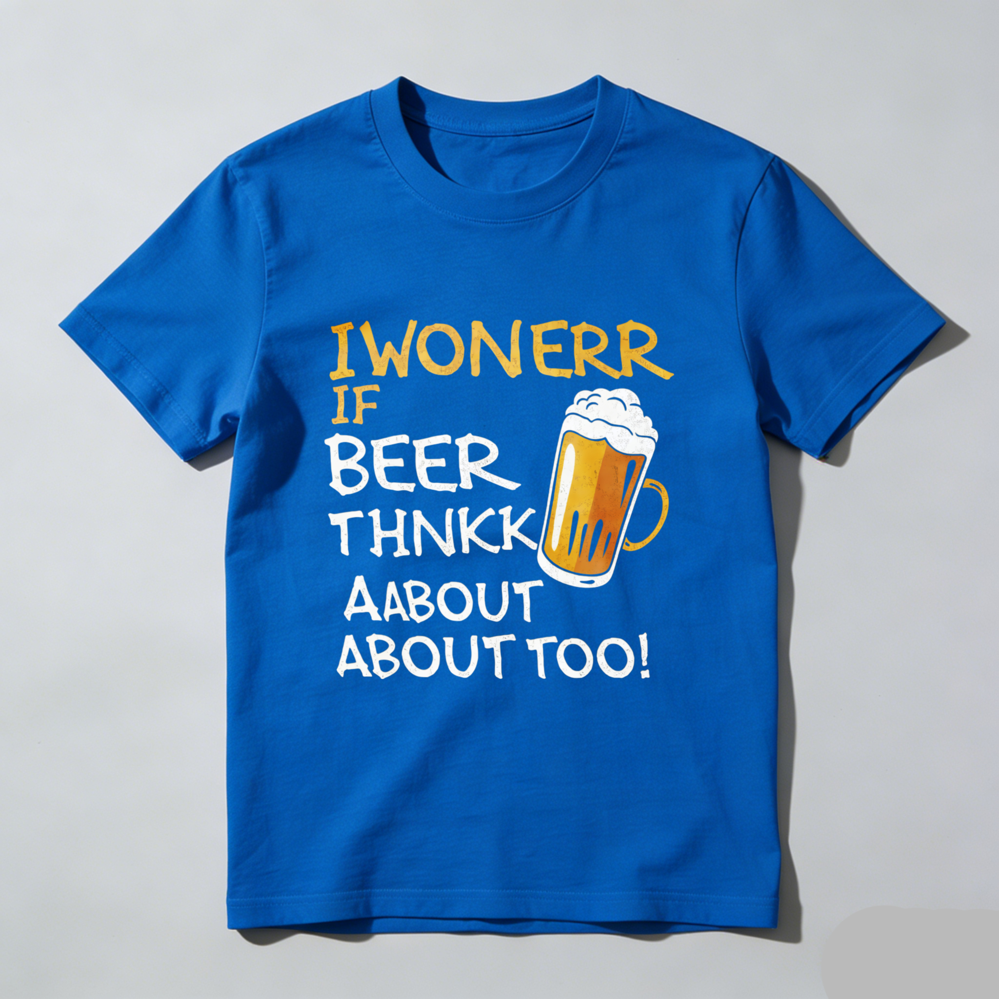TEECURENT I Wonerr If Beer Thnkk About About Too Funny Beer Lover T Shirt Humorous Drinking Quote Graphic Tee For Men And Women WOMEN