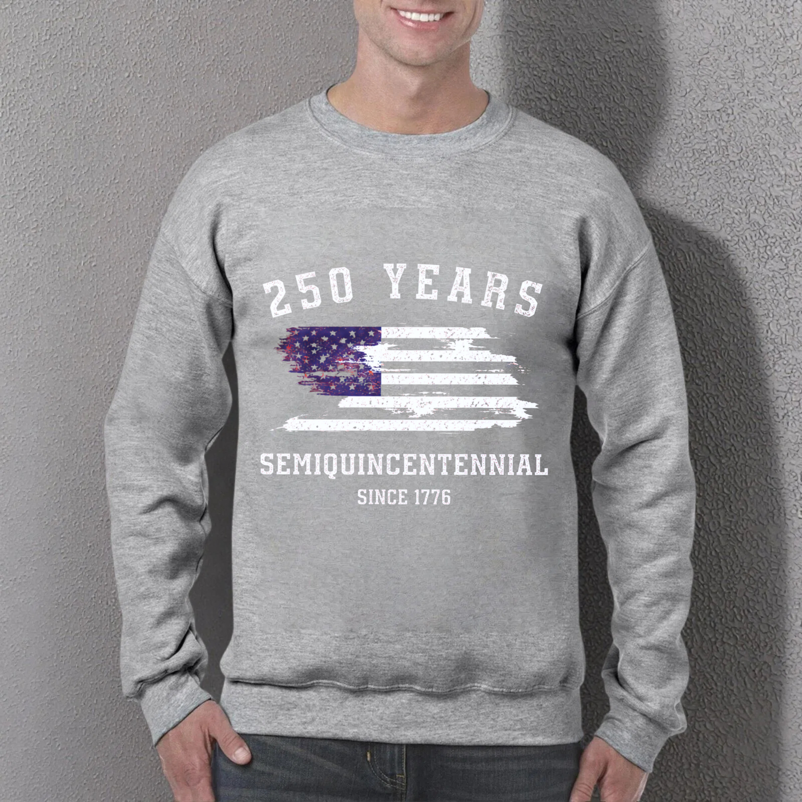 250 Years SemiQuincennial Since 1776 American Flag Sweatshirt Black Crewneck Pullover Unisex Casual Top