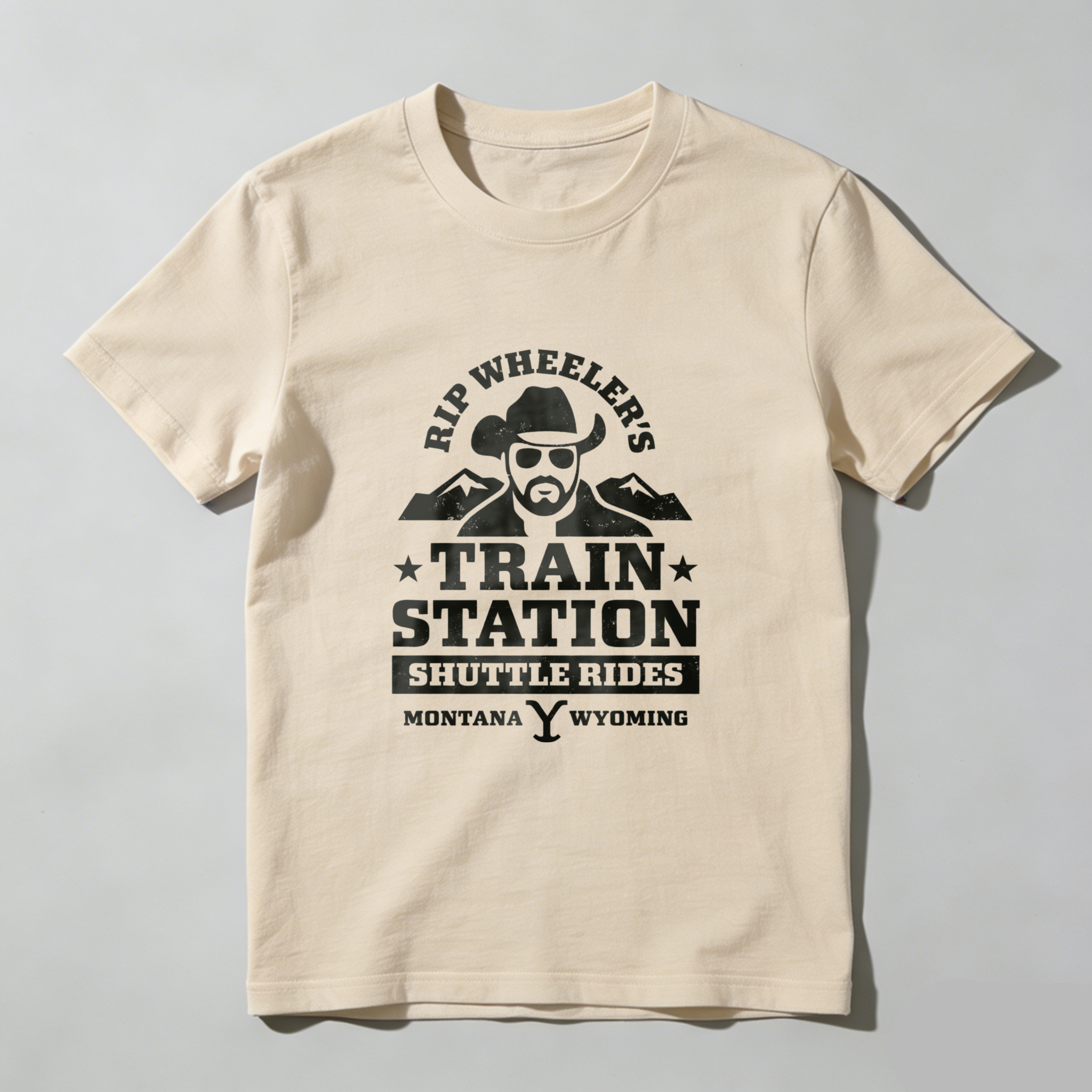 TEECURENT Rip Wheelers Train Station Shuttle Rides Montana Wyoming T Shirt