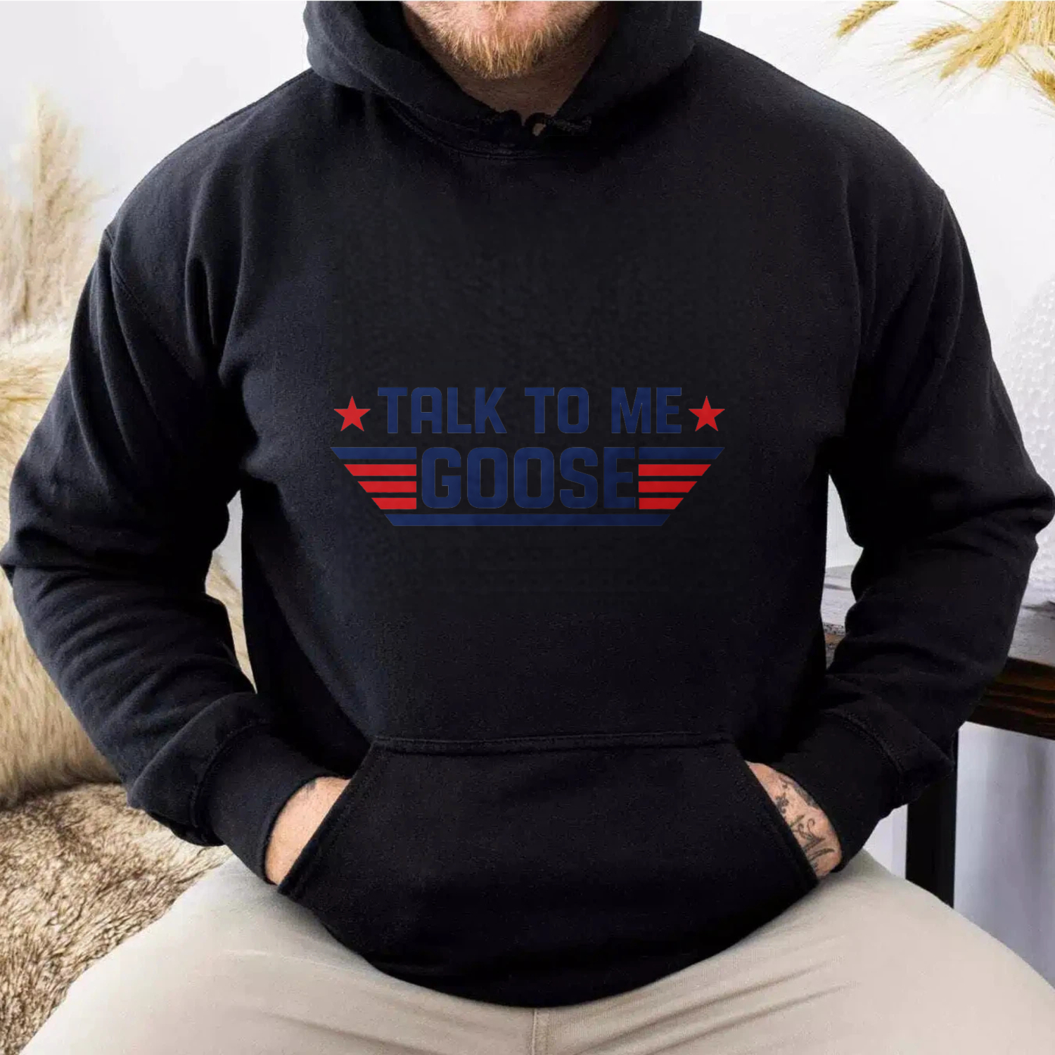 TEECURENT Gildan Talk To Me Goose Hoodie Top With Stars And Stripes Design For Men And Women Casual Sweatshirt Unisex Pullover With Front Pocket And Drawstring Hood