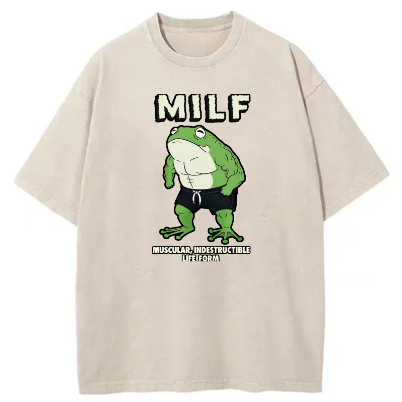 Muscular Indestructible Life Form Frog Design tshirt 100% cotton
