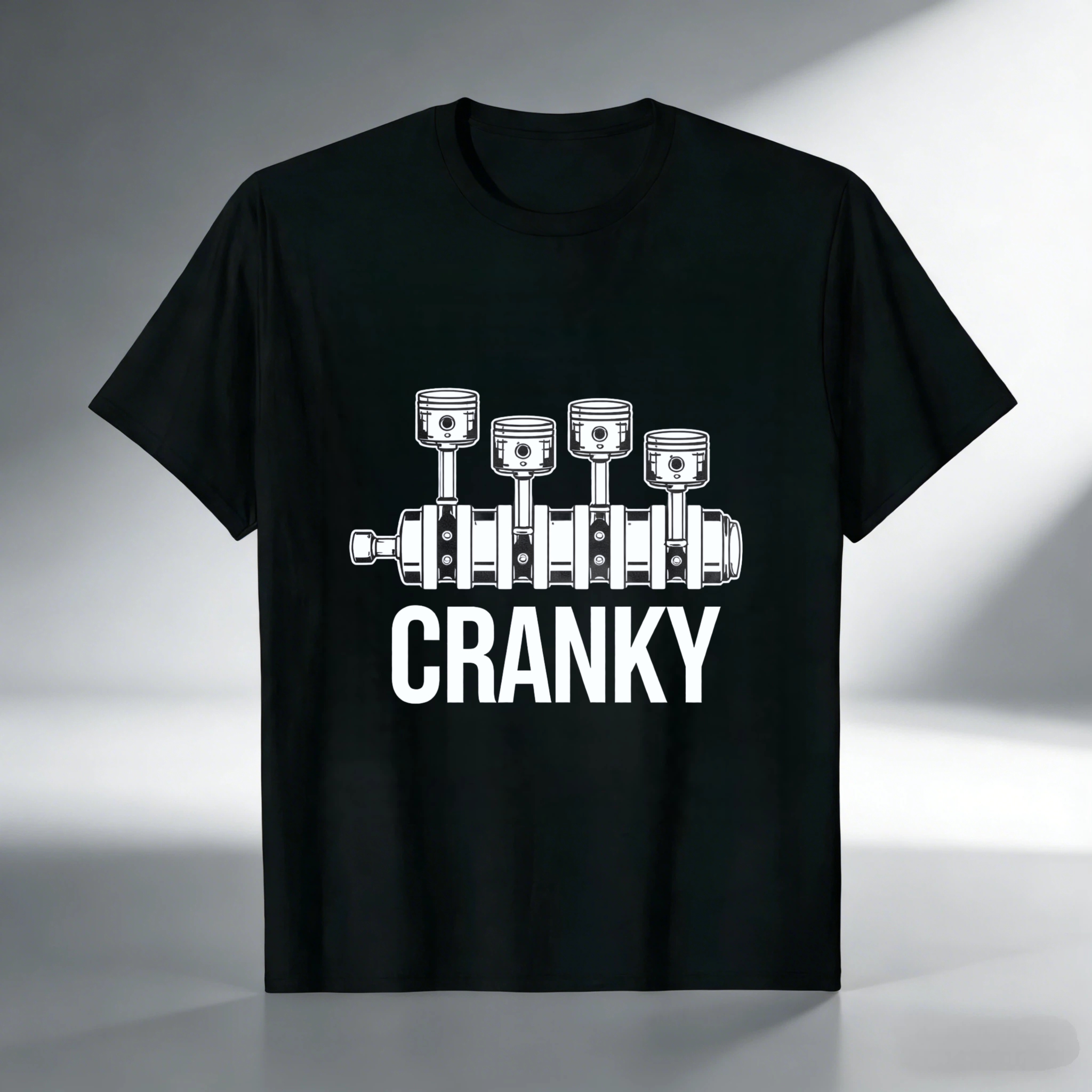Cranky Engine Piston Design T-Shirt For Car Enthusiasts And Mechanics