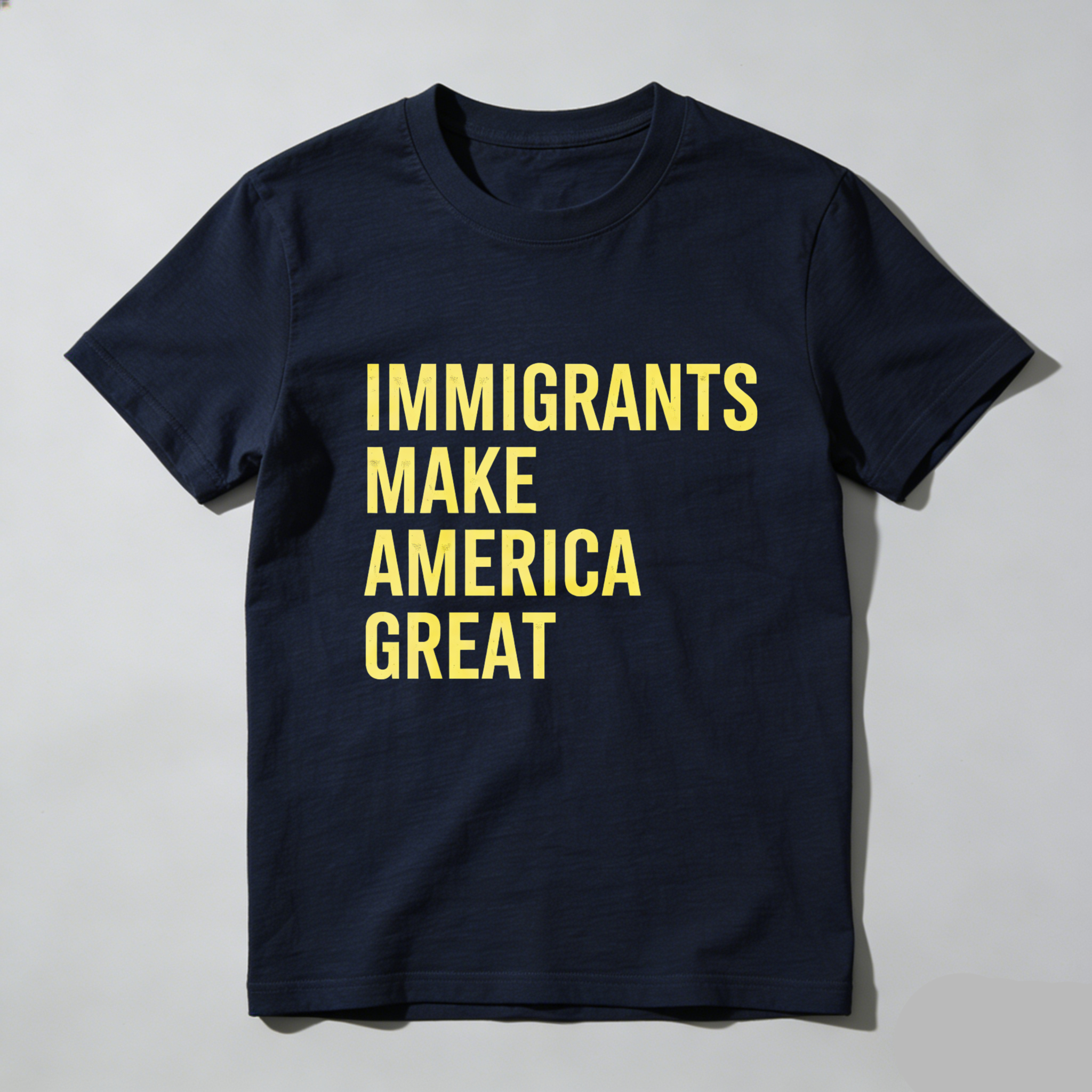 TEECURENTImmigrants Make America Great T Shirt Black Yellow Text Pro Immigrant Pride Statement Apparel-TeeCurent