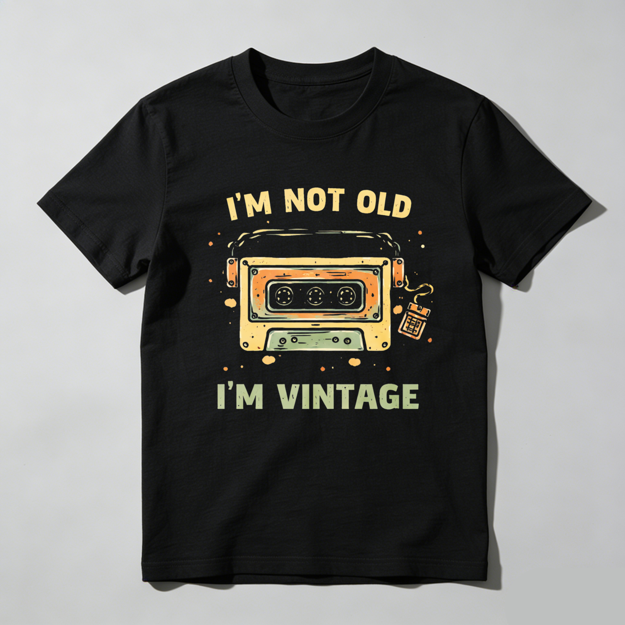 TEECURENTI M Not Old I M Vintage T Shirt With Cassette Tape Design Retro Humor Graphic Tee For Men Women Unisex Casual Wear-TeeCurent
