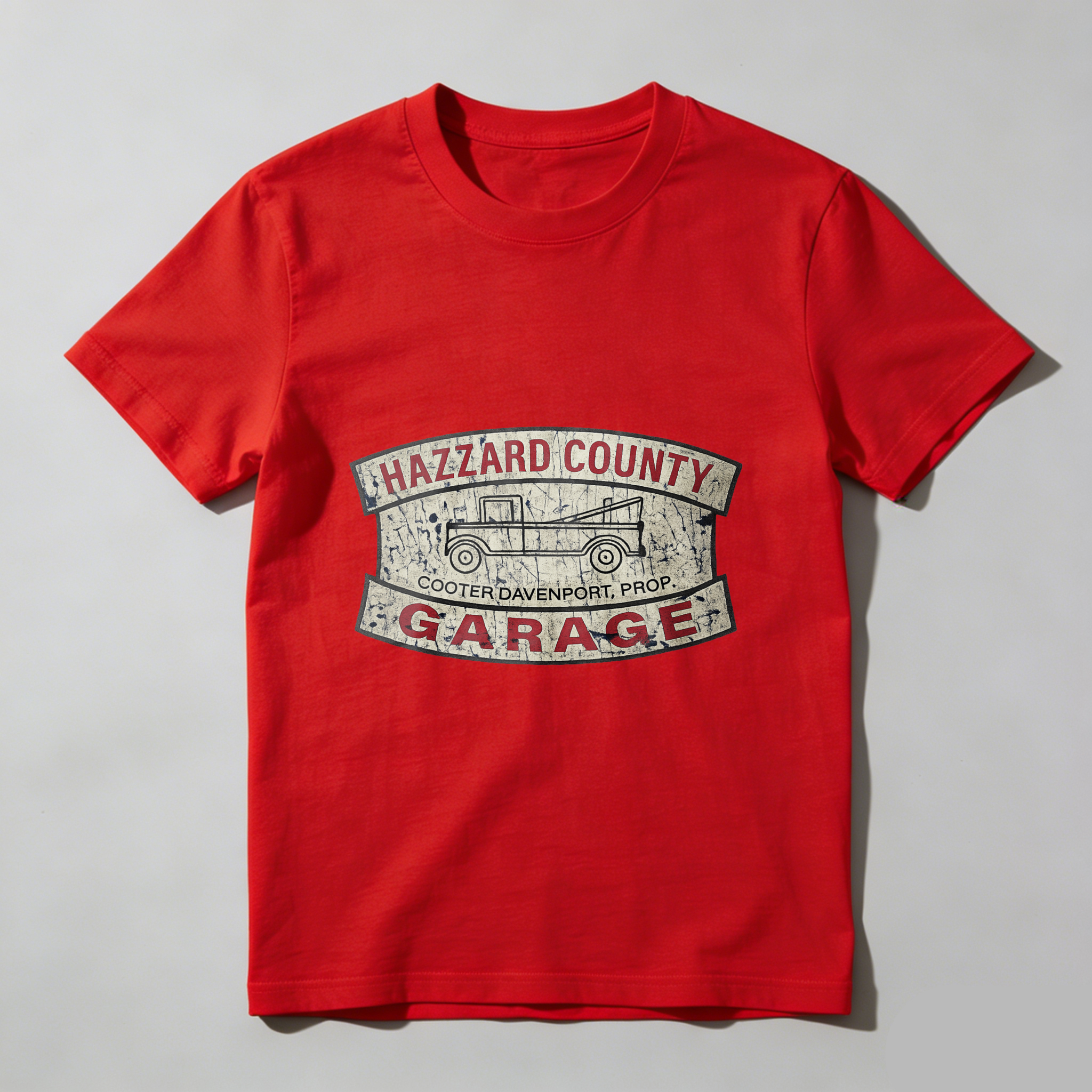 TEECURENT Hazzard County Garage T Shirt Cooter Davenport Prop Classic Truck Design Black Cotton Men's Tee