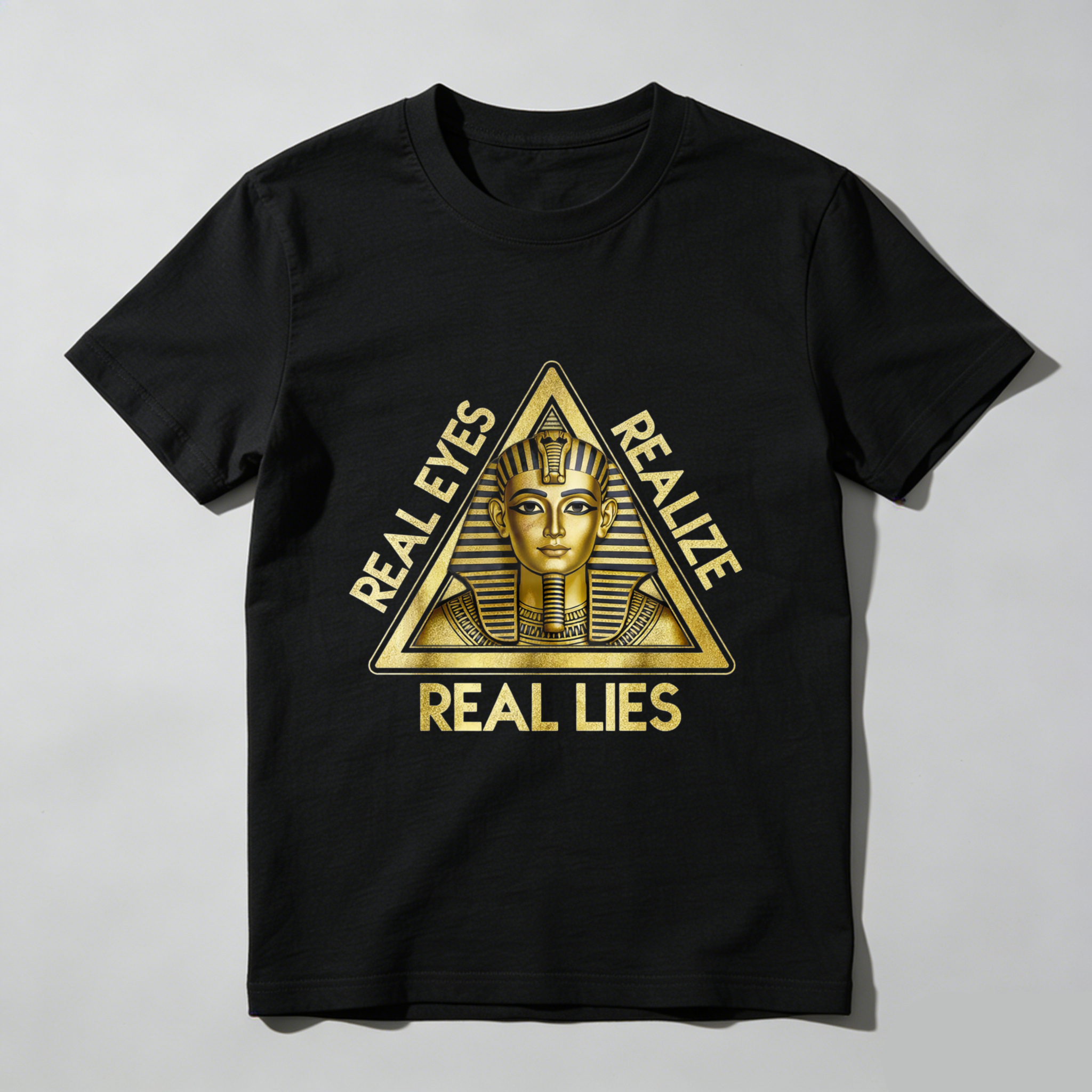 TEECURENT  Real Eyes Realize Real Lies Pyramid Sphinx Design TEECURENT