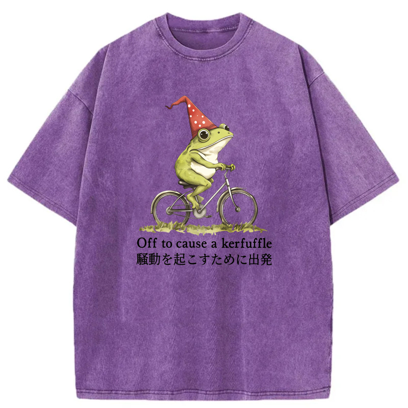 Frog Riding Bike With Party Hat tshirt 100% cotton