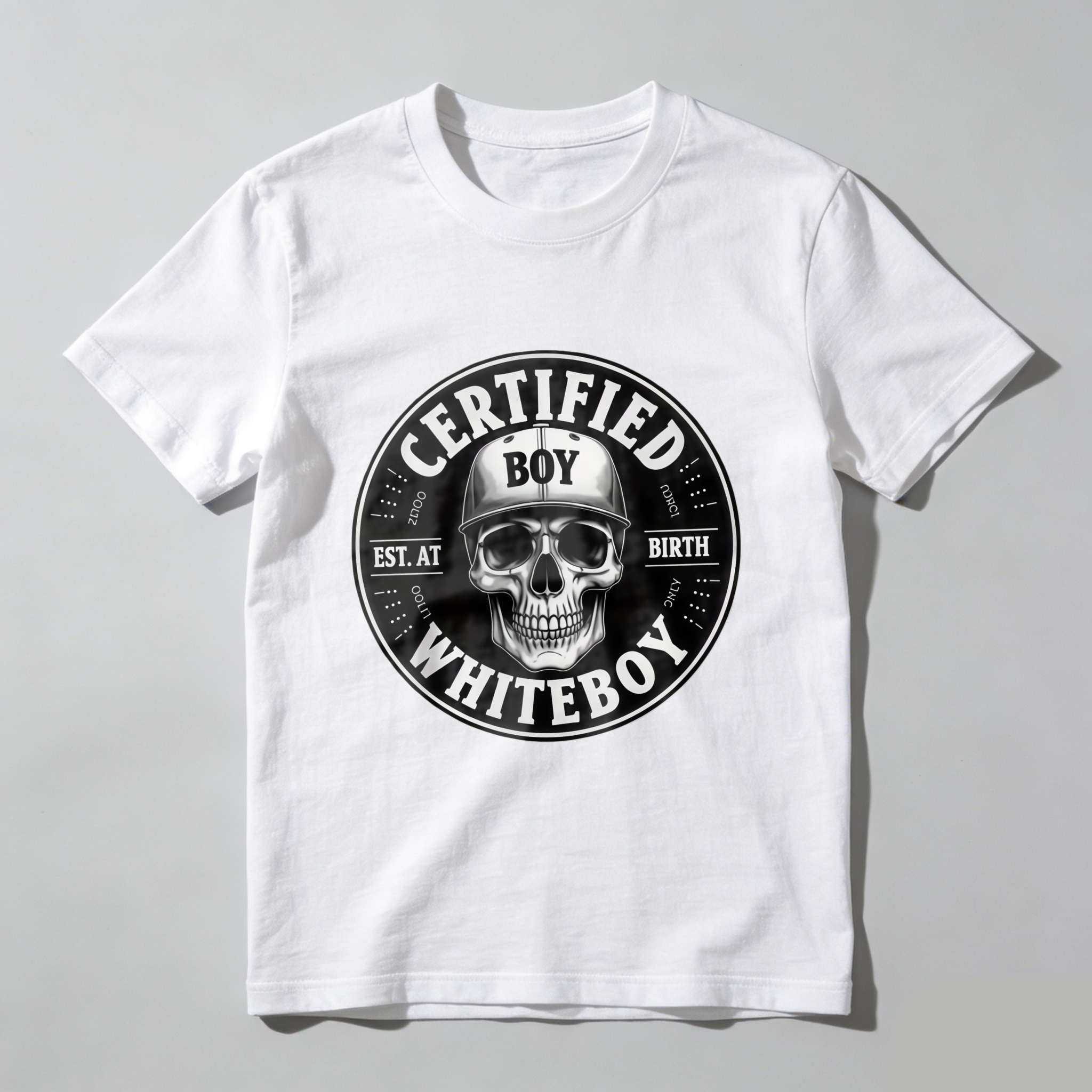 TEECURENT T-SHIRT  Certified Boy Whiteboy Skull Design