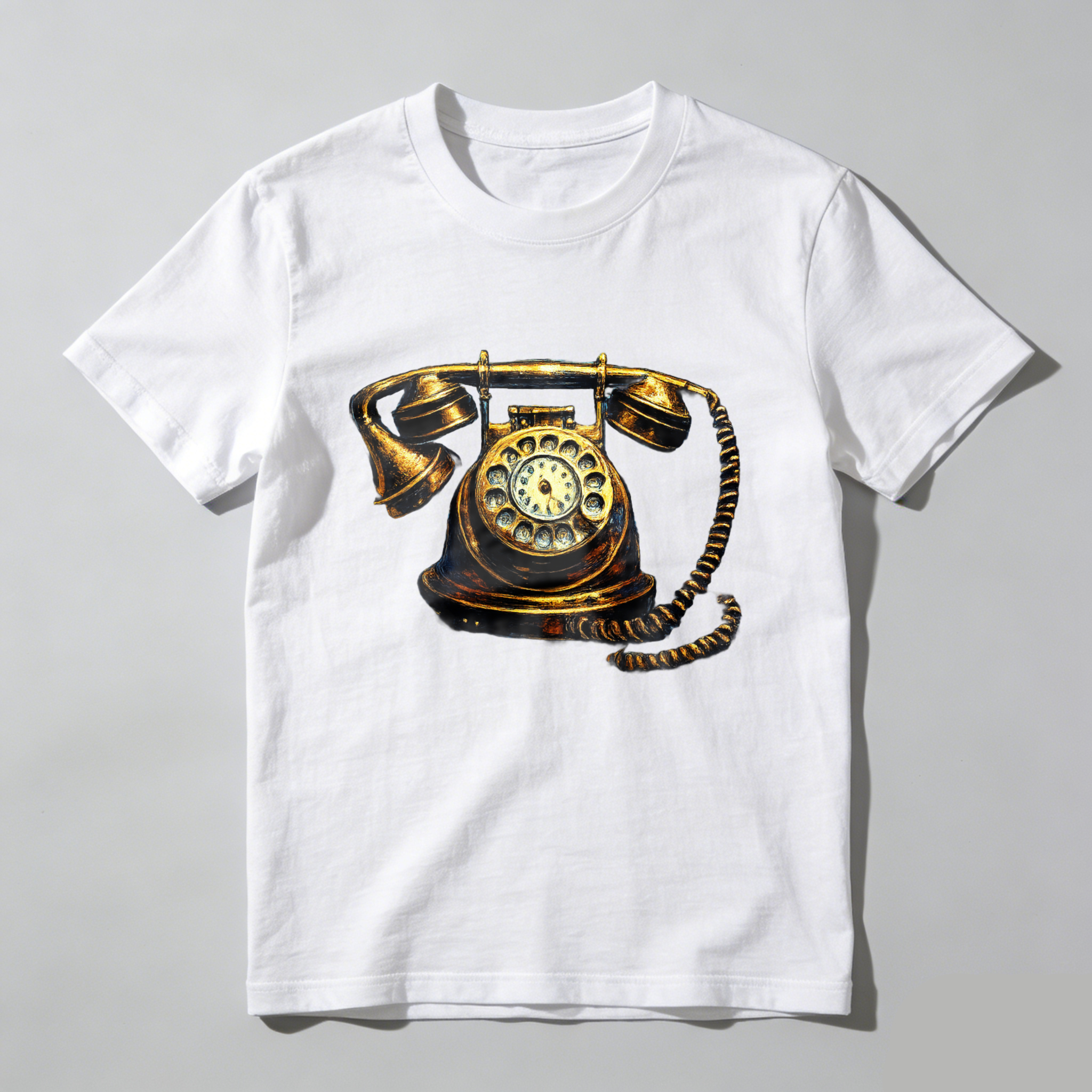 Vintage Rotary Telephone Graphic T-Shirt Made In Usa Black Classic Retro Phone Design Unisex Casual Wear