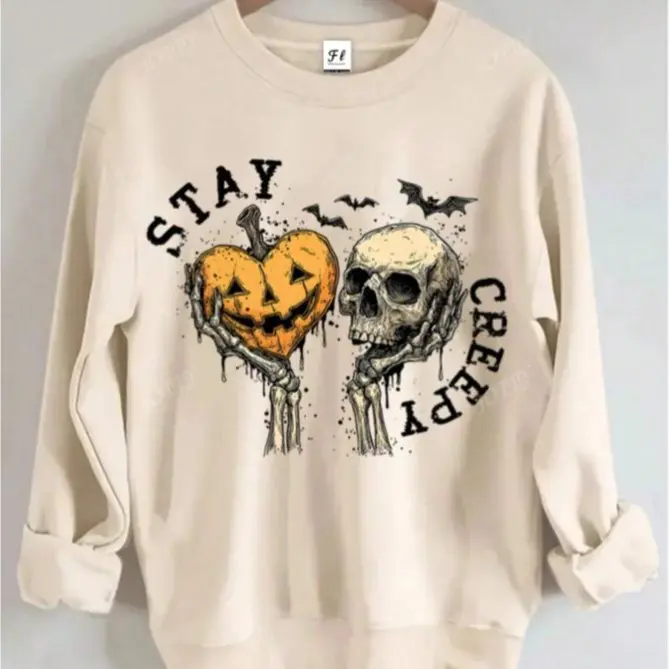 Skeleton Hand Hoodie, Retro Grunge Graphic Sweatshirts with Dripping Heart Design, Cotton Blend Halloween Tops, Fabric, Comfortable