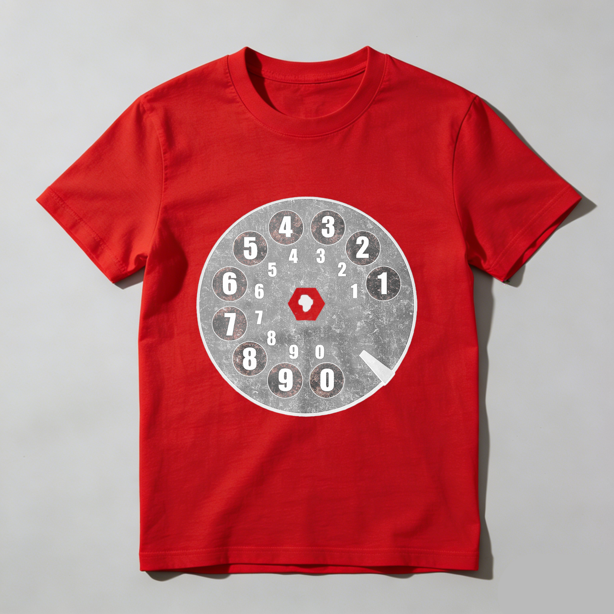 Retro Telephone Dial Design Black T Shirt Made In Usa