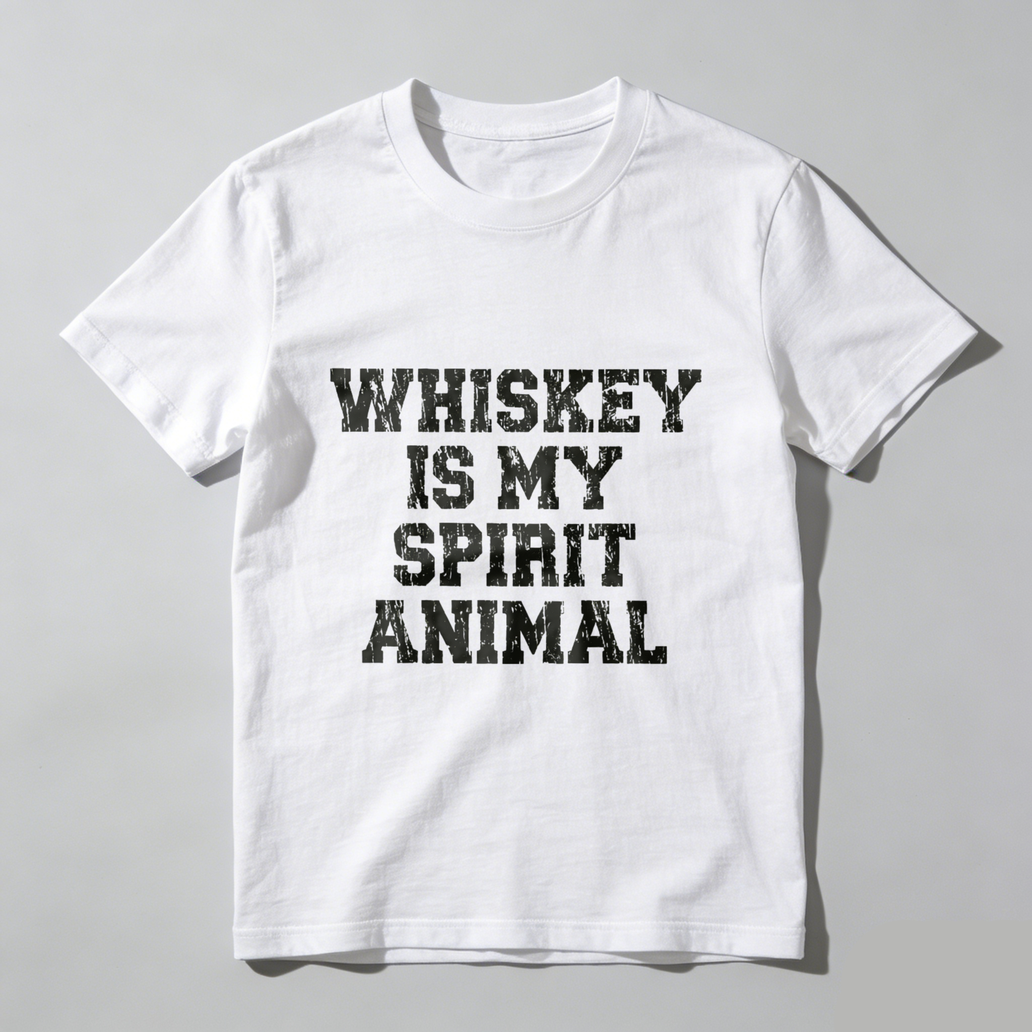 TEECURENT Whiskey Is My Spirit Animal T Shirt Funny Drinking Quote Men Women Casual Crewneck Tee Shirt