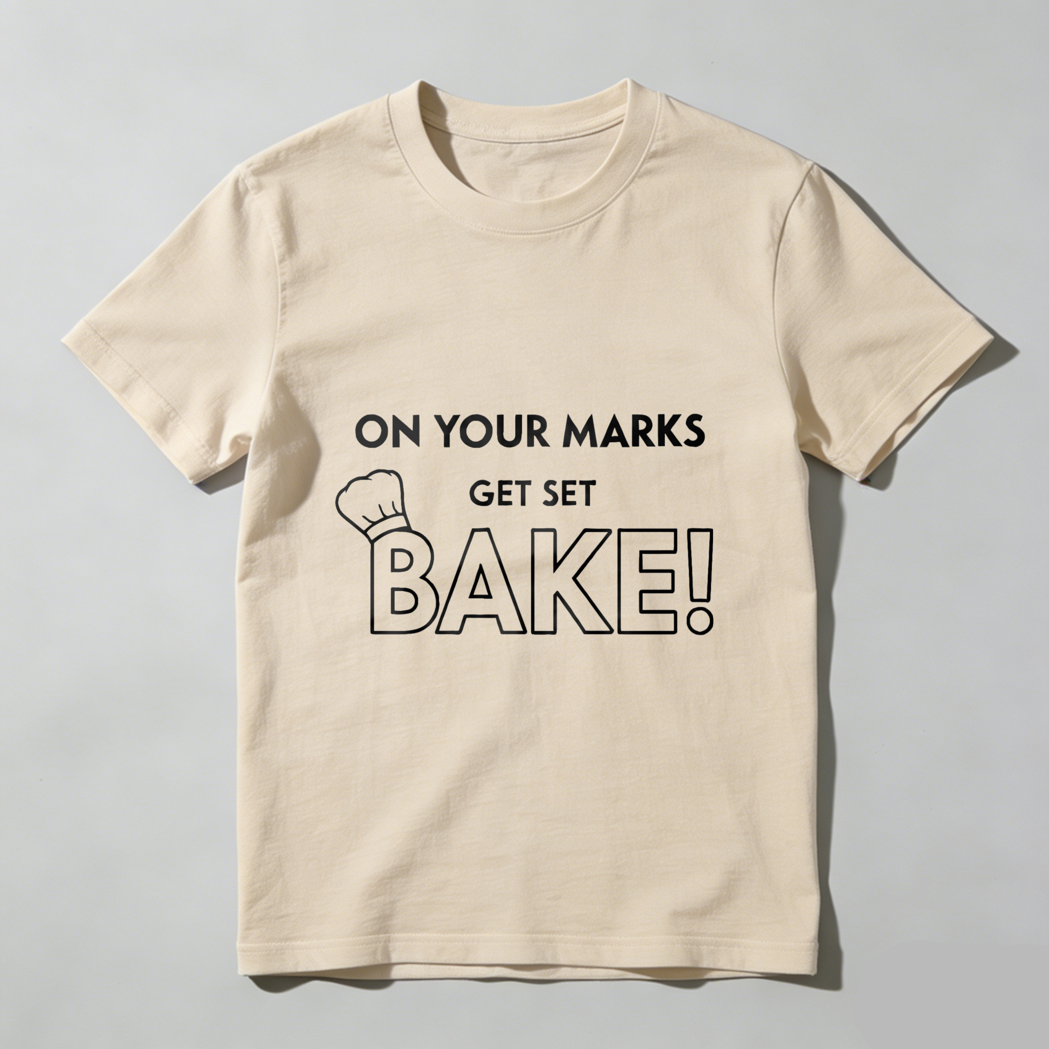 TEECURENT On Your Marks Get Set Bake Chef Hat T-Shirt Baking Cooking Kitchen Gift For Baker Fun Food Lover Apparel