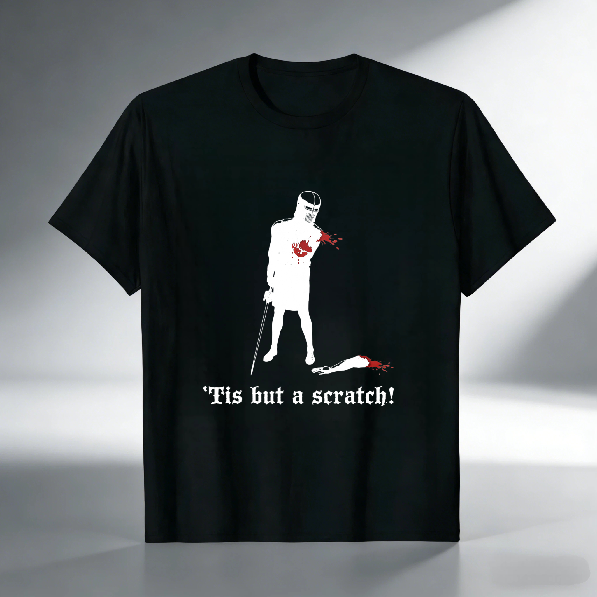 TEECURENT Tis But A Scratch Movie Quote T Shirt With Vampire Hunter Character Design