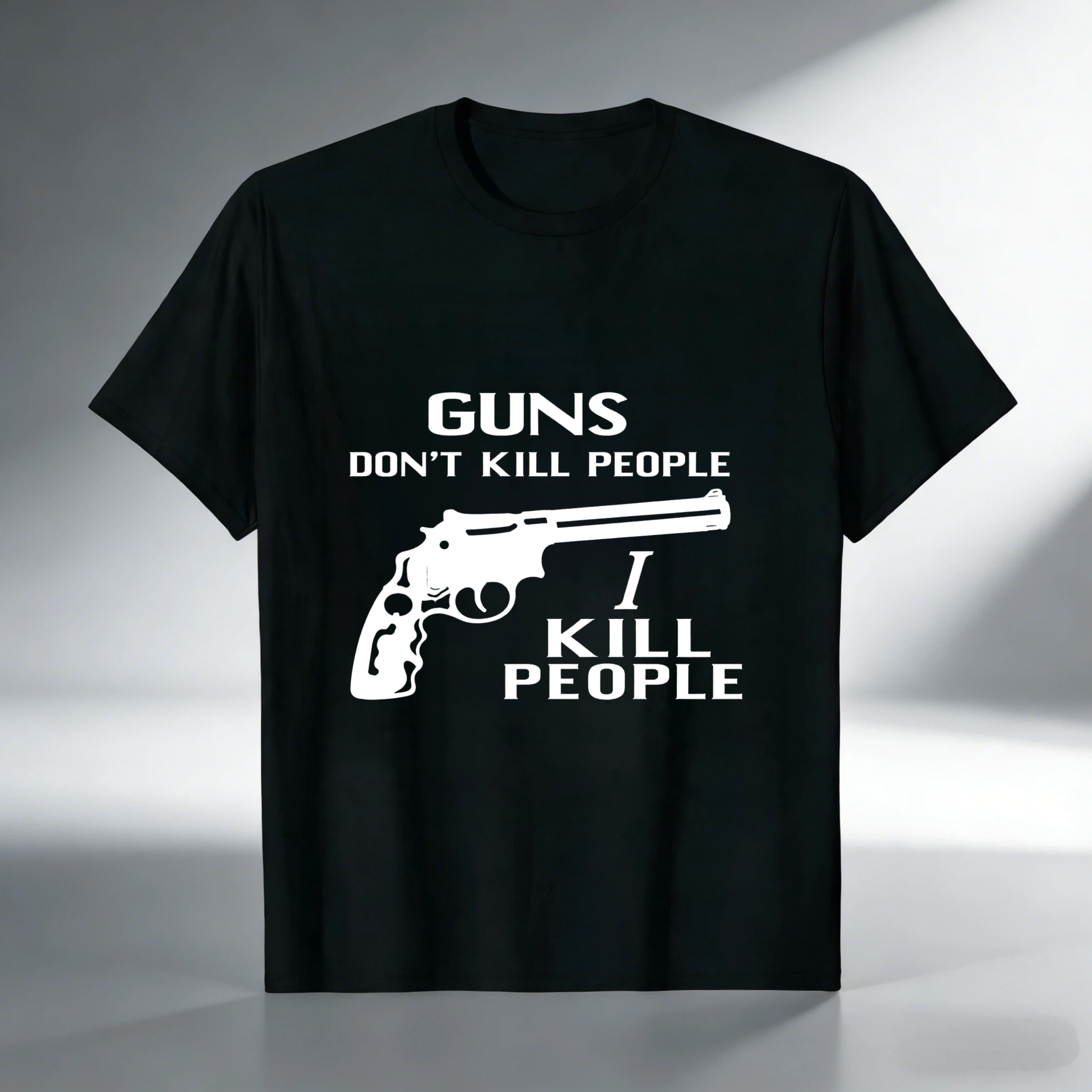TEECURENT Guns Dont Kill People I Kill People T Shirt With Pistol Graphic Black Cotton Tee Men Women Unisex Apparel