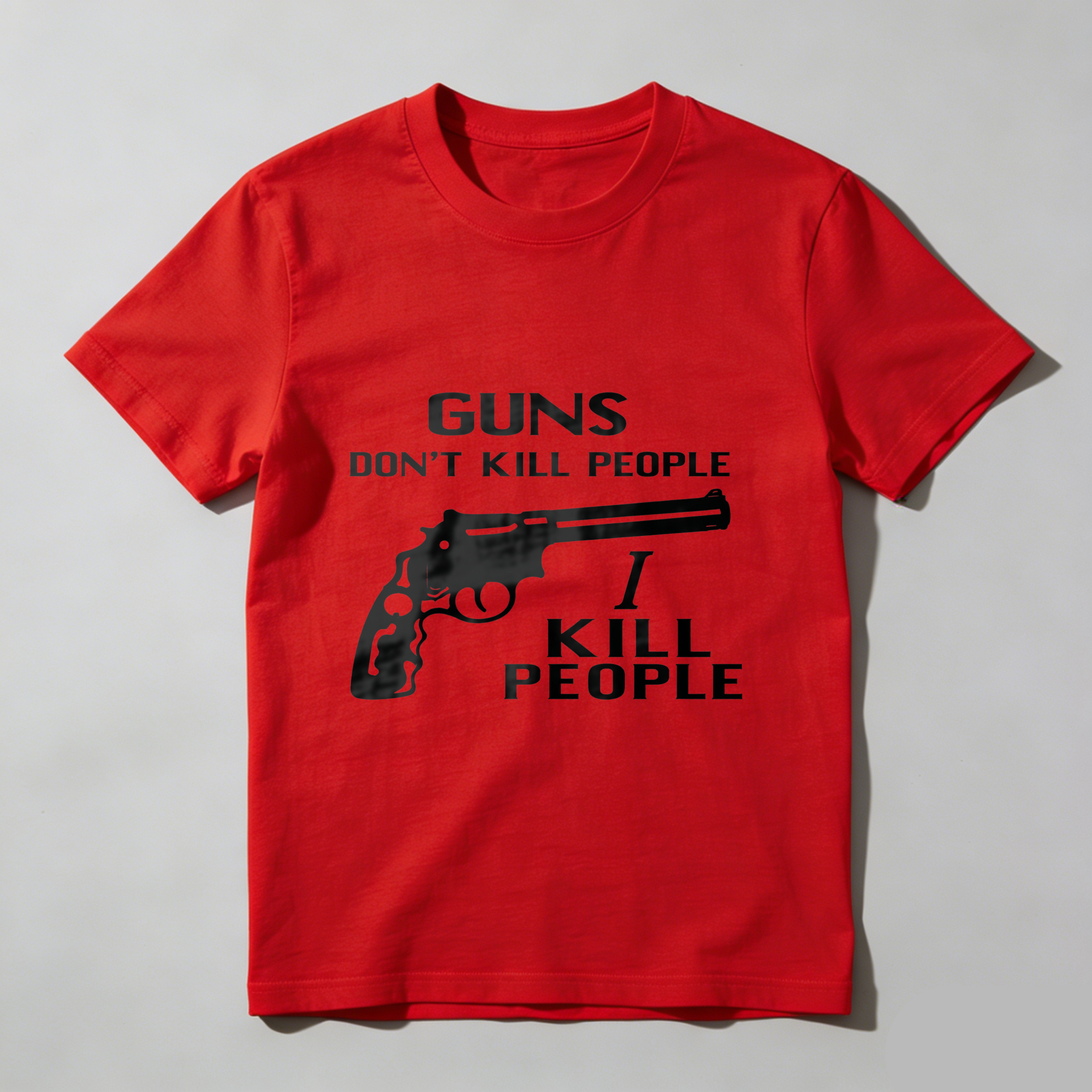 TEECURENT Guns Dont Kill People I Kill People T Shirt With Pistol Graphic Black Cotton Tee Men Women Unisex Apparel