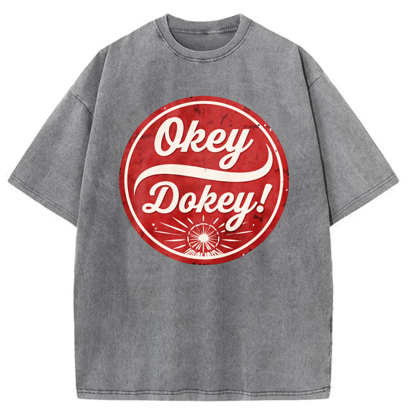 Okey Dokey Red Circle Logo Print tshirt 100% cotton