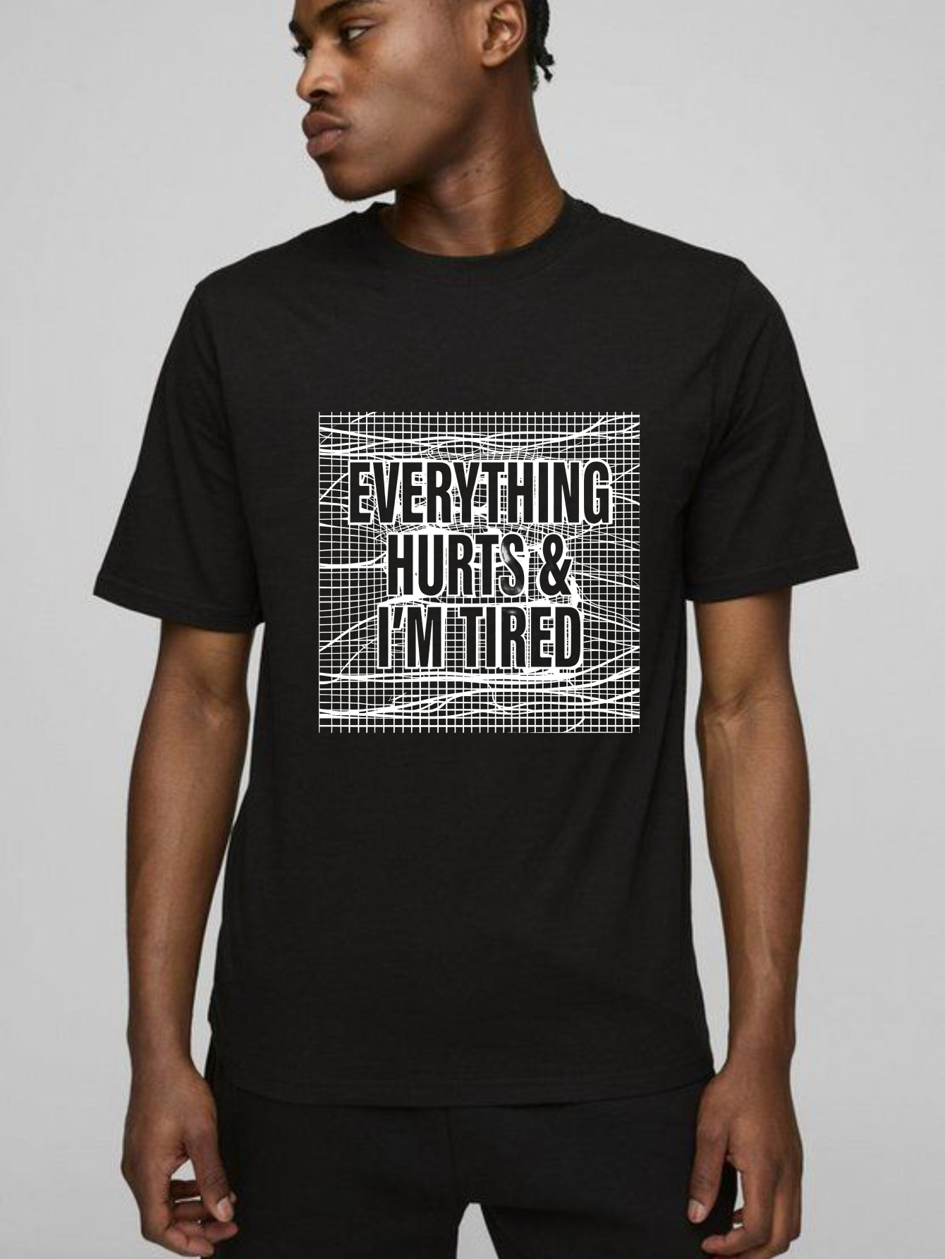 TEECURENT Everything Hurts And Im Tired Pure Cotton Short Sleeve T Shirt-TeeCurent