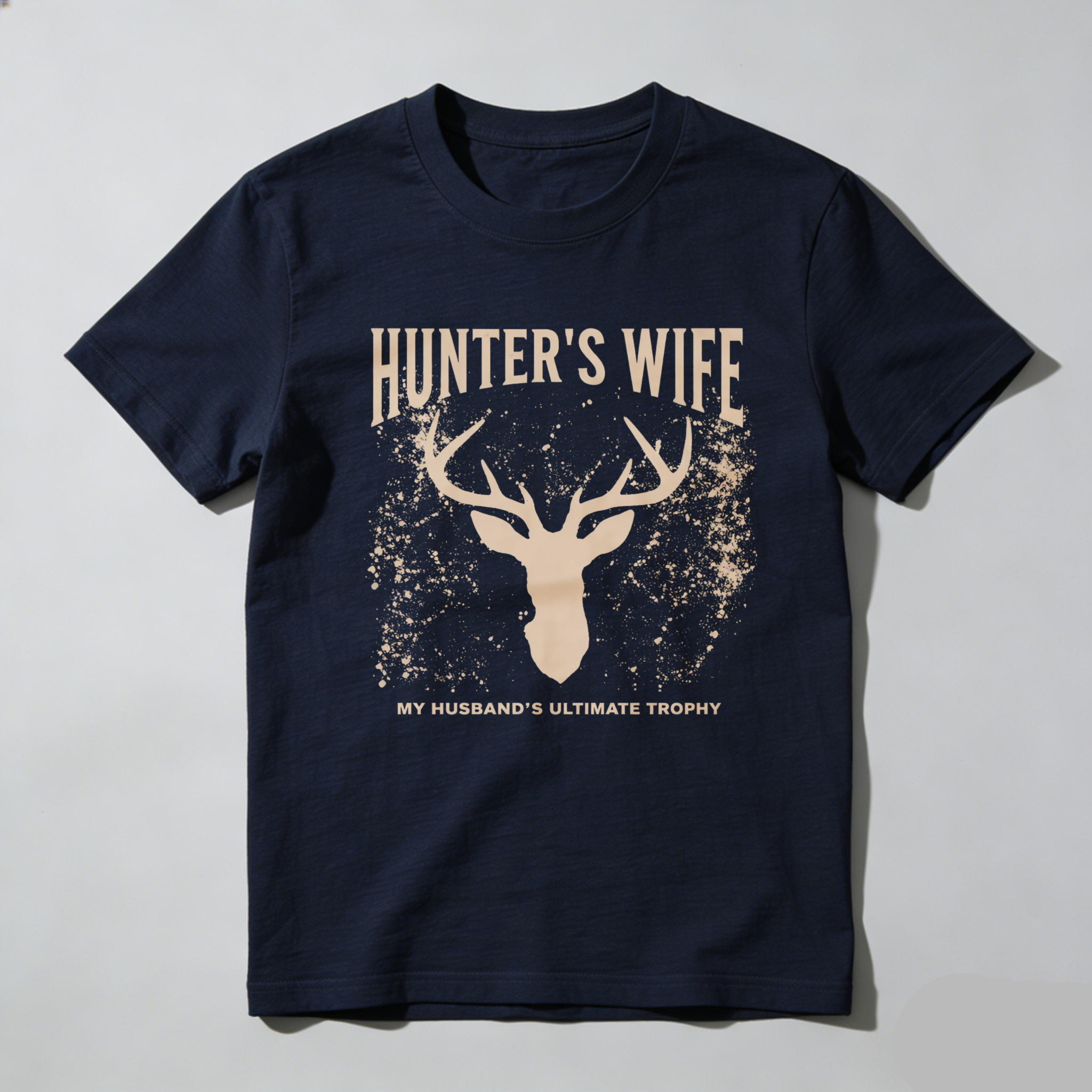 TEECURENT Hunters Wife My Husbands Ultimate Trophy Deer Head Graphic T-Shirt For Women Hunting Theme Casual Shirt-TeeCurent