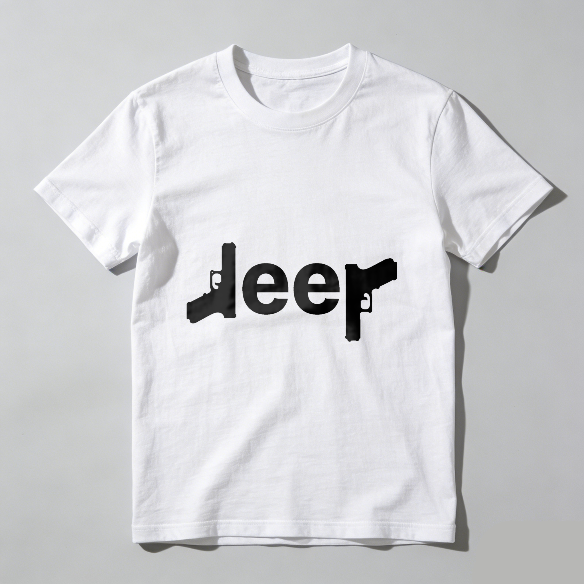 Jeep Gun Design T Shirt Black Men Women Casual Graphic Tee Automotive Logo Shirt