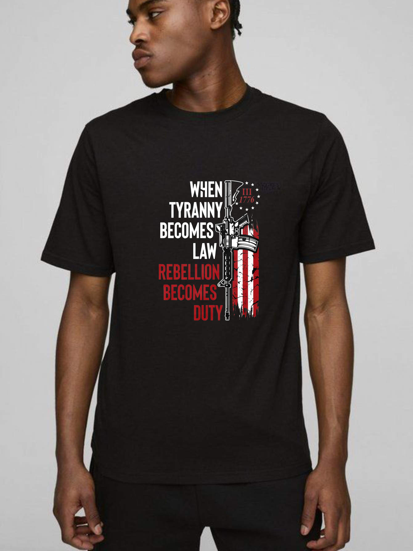 TEECURENT When Tyranny Becomes Law Rebellion Becomes Duty Pure Cotton Short Sleeve T Shirt-TeeCurent