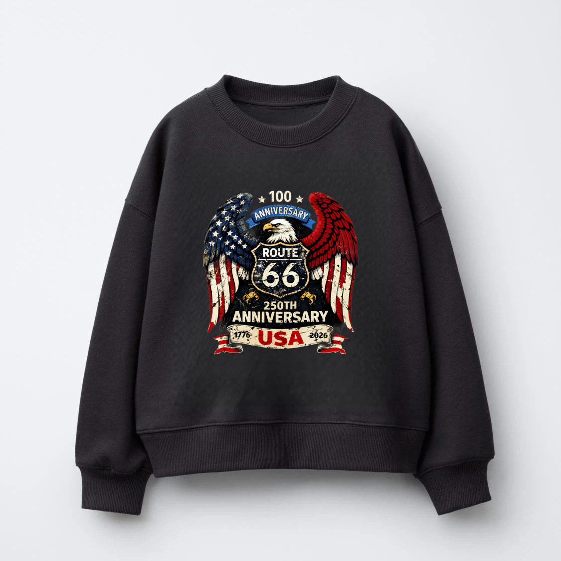 Route 66 100th Anniversary Usa 250th Anniversary Eagle American Flag Sweatshirt