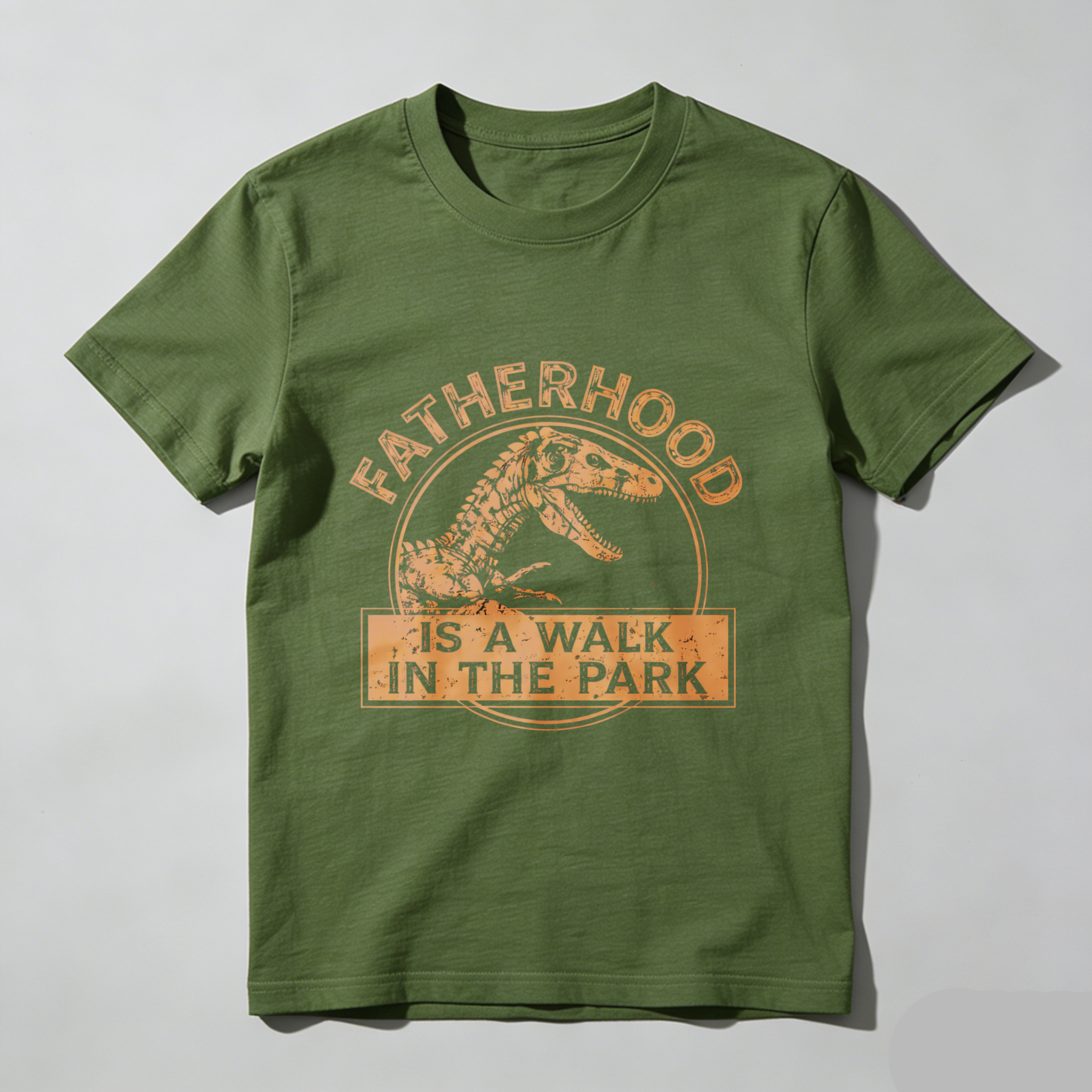TEECURENT Fatherhood Is A Walk In The Park Dinosaur T-Shirt For Men Funny Dad Gift Shirt