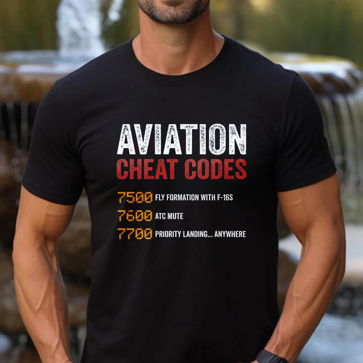 Aviation Cheat Codes T Shirt Fly Formation With F 16s Atc Mute Priority Landing Anywhere Aviator Gift For Pilots And Airplane Enthusiasts