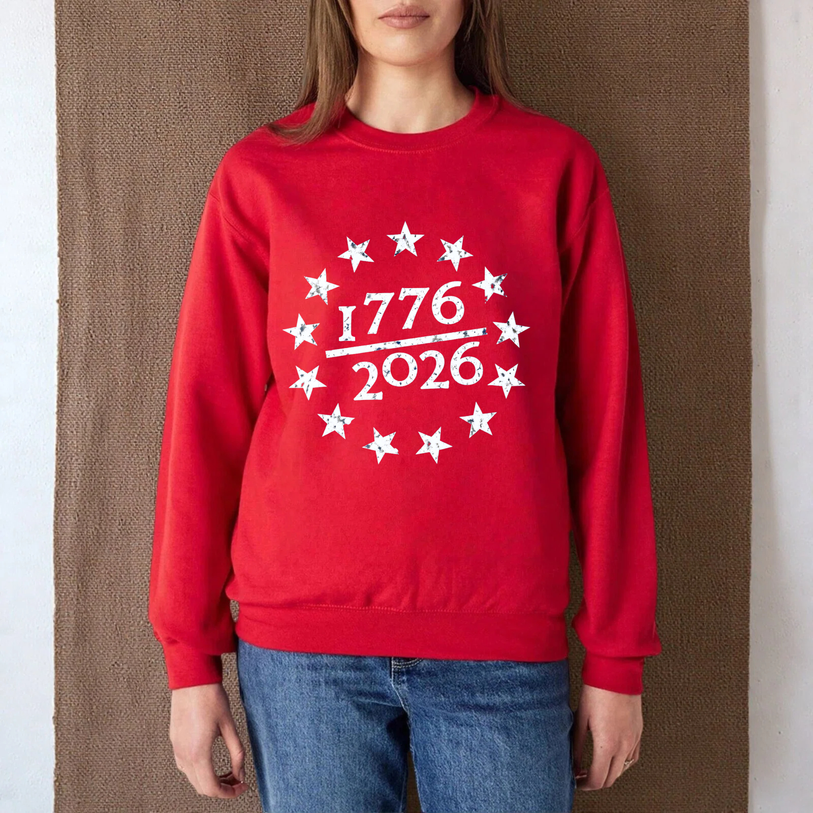 Black Sweatshirt 1776 2026 Stars American Independence Day Celebration Graphic Crewneck Pullover Unisex Casual Wear