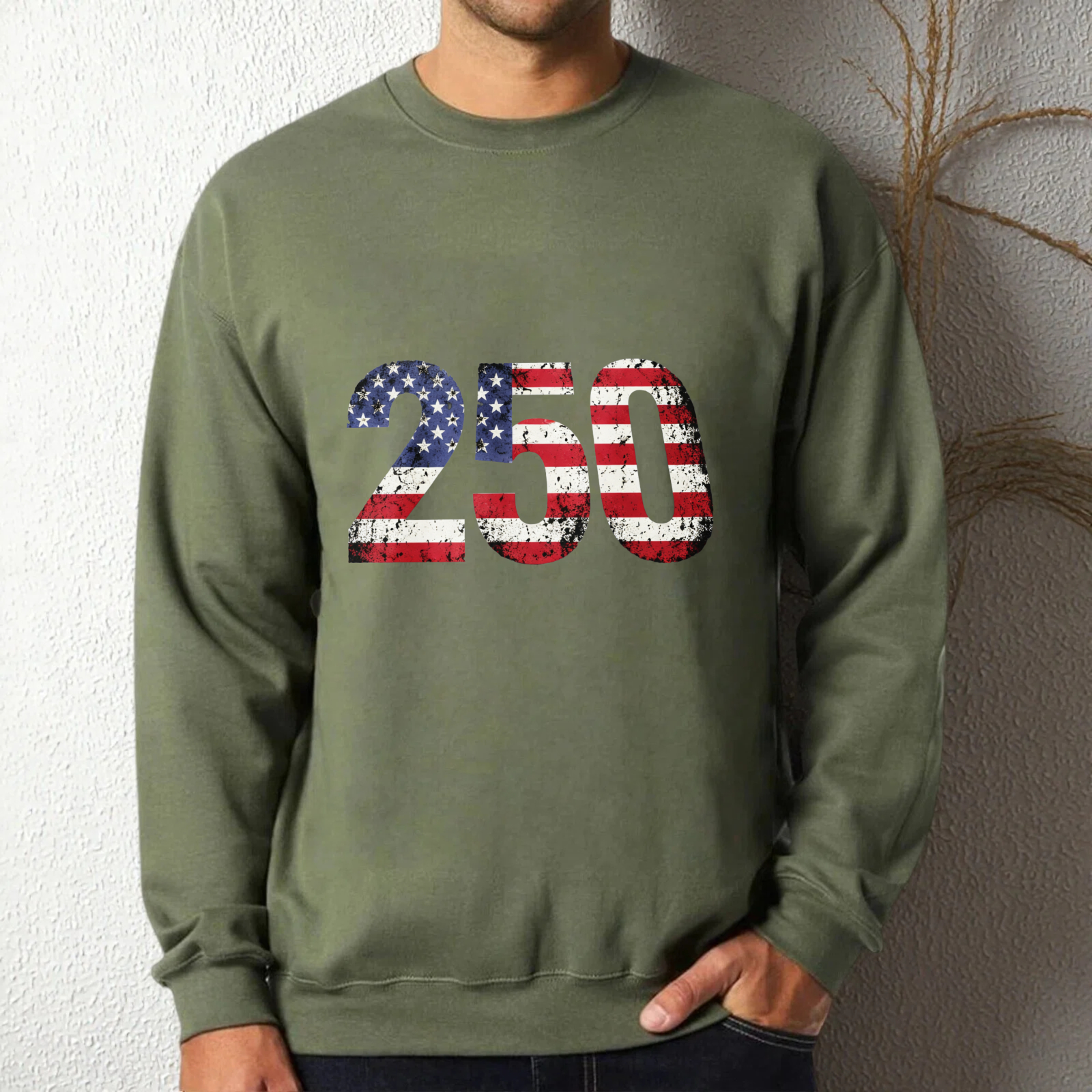 American Flag 250th Anniversary Black Sweatshirt Unisex Crewneck Pullover Long Sleeve Casual Top