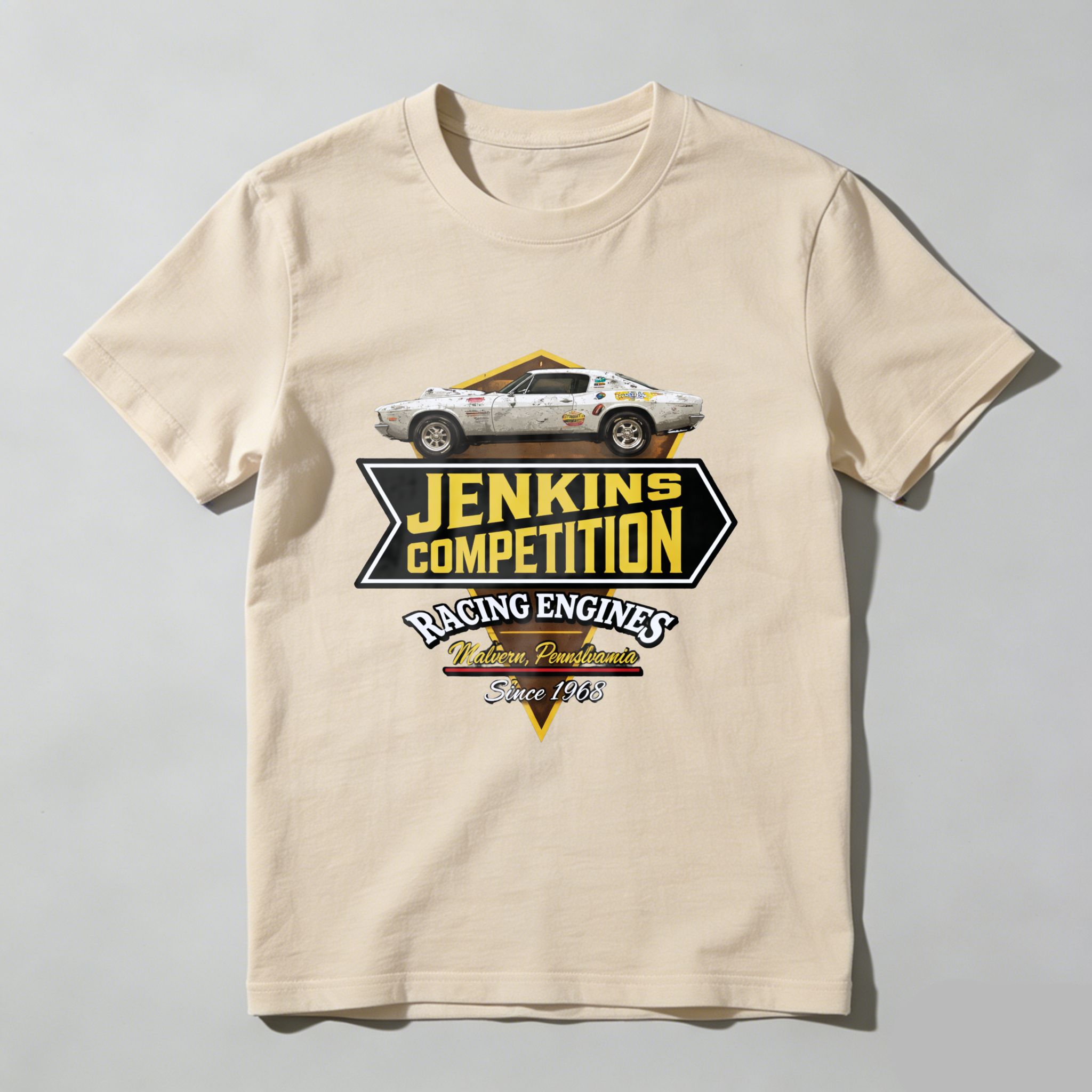 Jenkins Competition Racing Engines Classic Car T Shirt Since 1968 Made In Malvern Pennsylvania