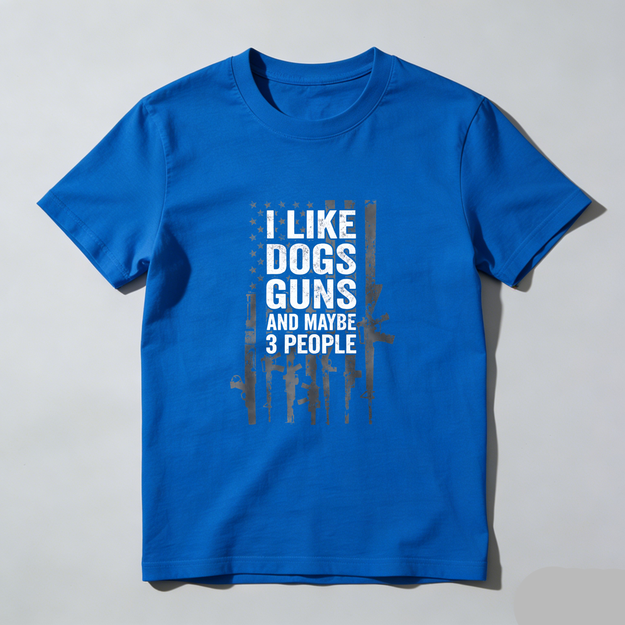 TEECURENT I Like Dogs Guns And Maybe 3 People T Shirt Men Women Black Graphic Tee Gun Lover Dog Owner Funny Statement Shirt